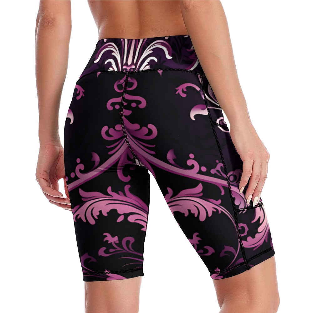 Gothic Purple High Waist Yoga Shorts for Women - Comfortable Workout Shorts with Stretchy Fabric for Fitness, Running & Lounge Wear