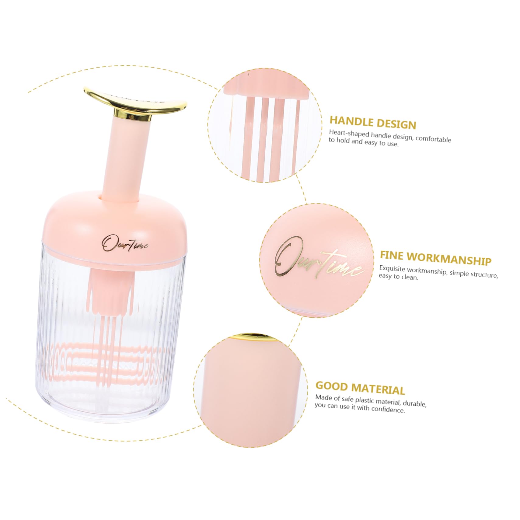 NOLITOY Foaming Pump Bottle - Facial Cleanser & Moisturizer with Detoxing Ice Globes for Pore Cleaning, Bubble Body Wash & Face Wash | Pink ABS Plastic | Perfect for Spa, Skincare Routine & At-Home Facial Treatments