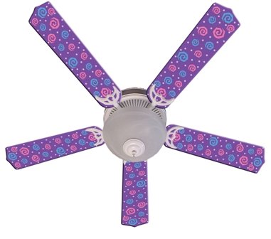 52 Inch Kids Purple Party Pops Ceiling Fan - Fun Decorative Ceiling Fan for Children's Bedroom, Playroom & Birthday Party Decor