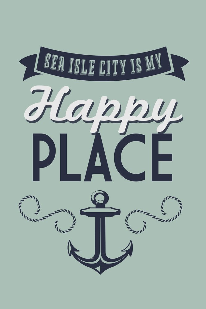 Sea Isle City New Jersey Metal Wall Art - #1 Happy Place Sign - 12x18 Gallery Quality Aluminum Decor for Home, Office & Beach House