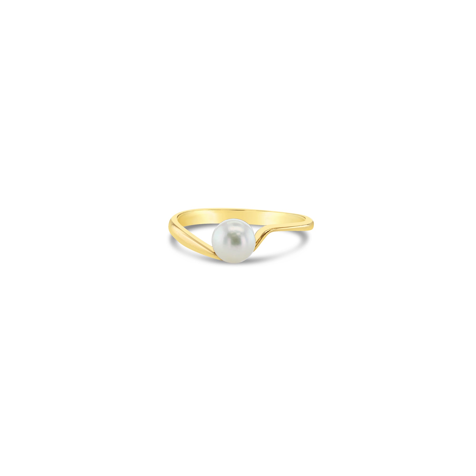 5MM Solitaire Pearl Ring in 14k Yellow Gold - Elegant & Timeless Jewelry for Weddings, Anniversaries & Special Occasions