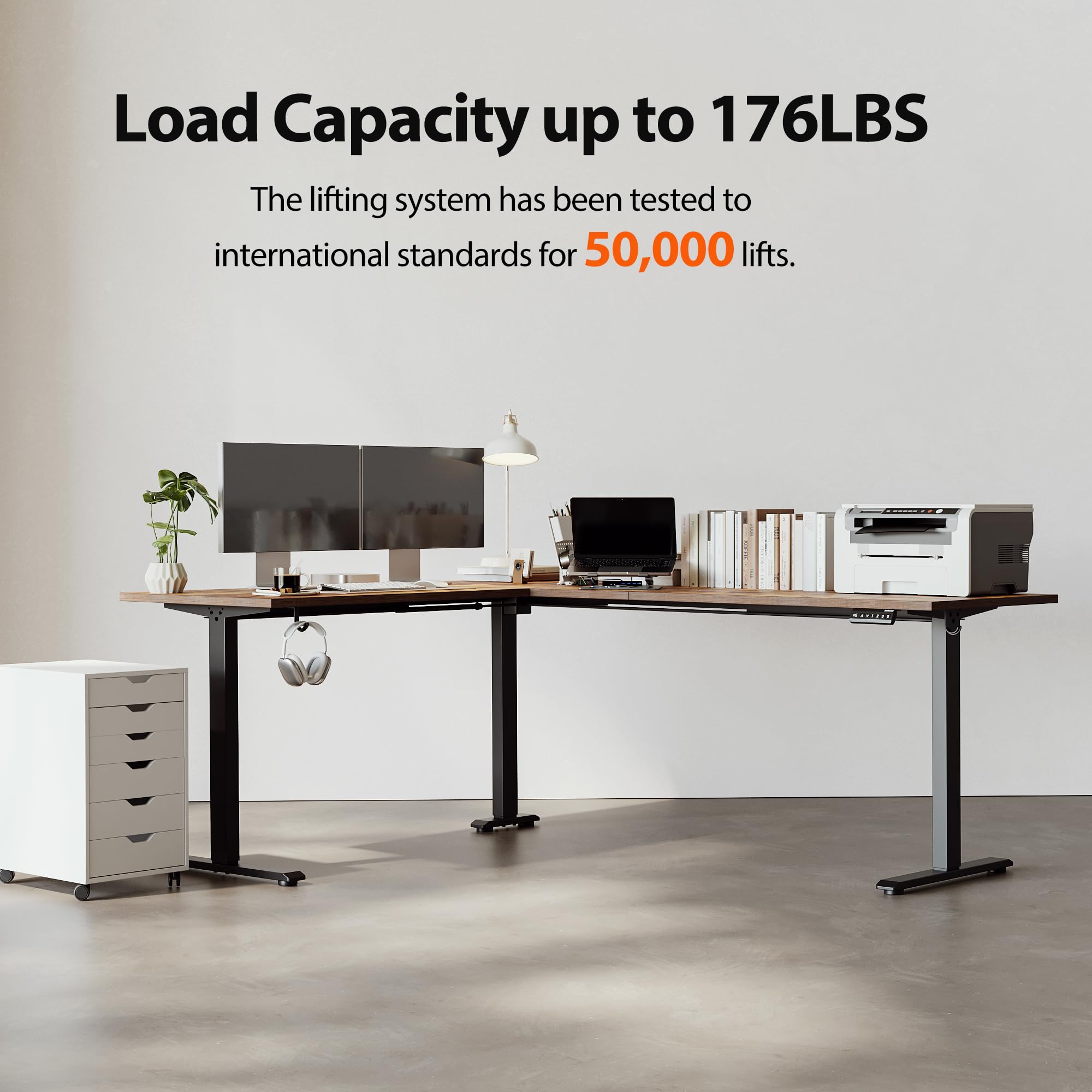 Agilestic Electric L-Shaped Standing Desk - Adjustable Height Corner Computer Desk (75x61 Inch) for Home & Office, Rustic Brown - Perfect for Ergonomic Workspace & Small Office Setup