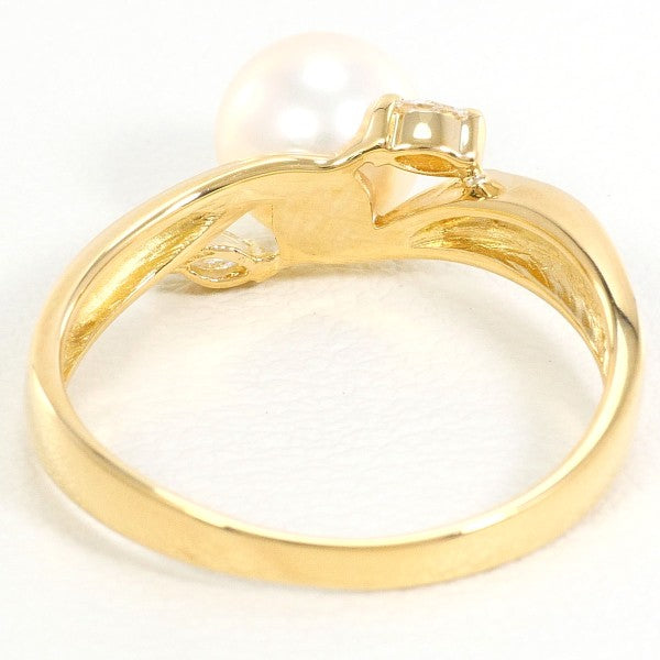 18K Yellow Gold Pearl Diamond Ring for Women - Elegant Bridal Jewelry, Wedding, Anniversary & Special Occasion Gift