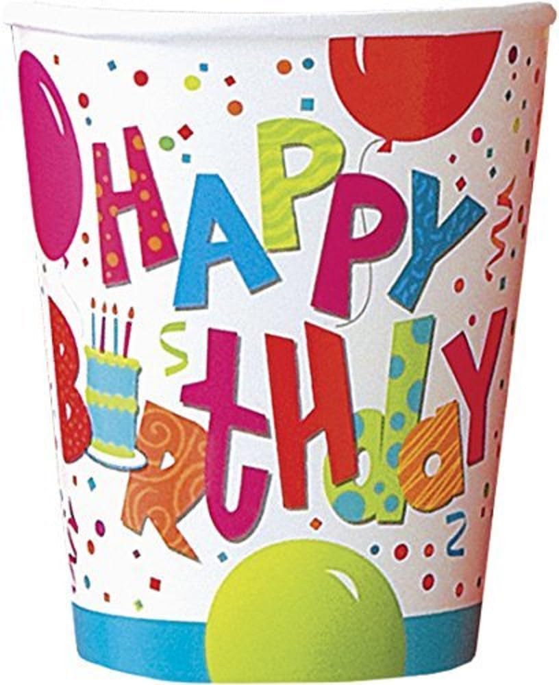 Jamboree Paper Party Cups - Pack of 8 | Disposable Drinking Cups for Birthday Parties, Weddings & Events | Colorful Party Supplies