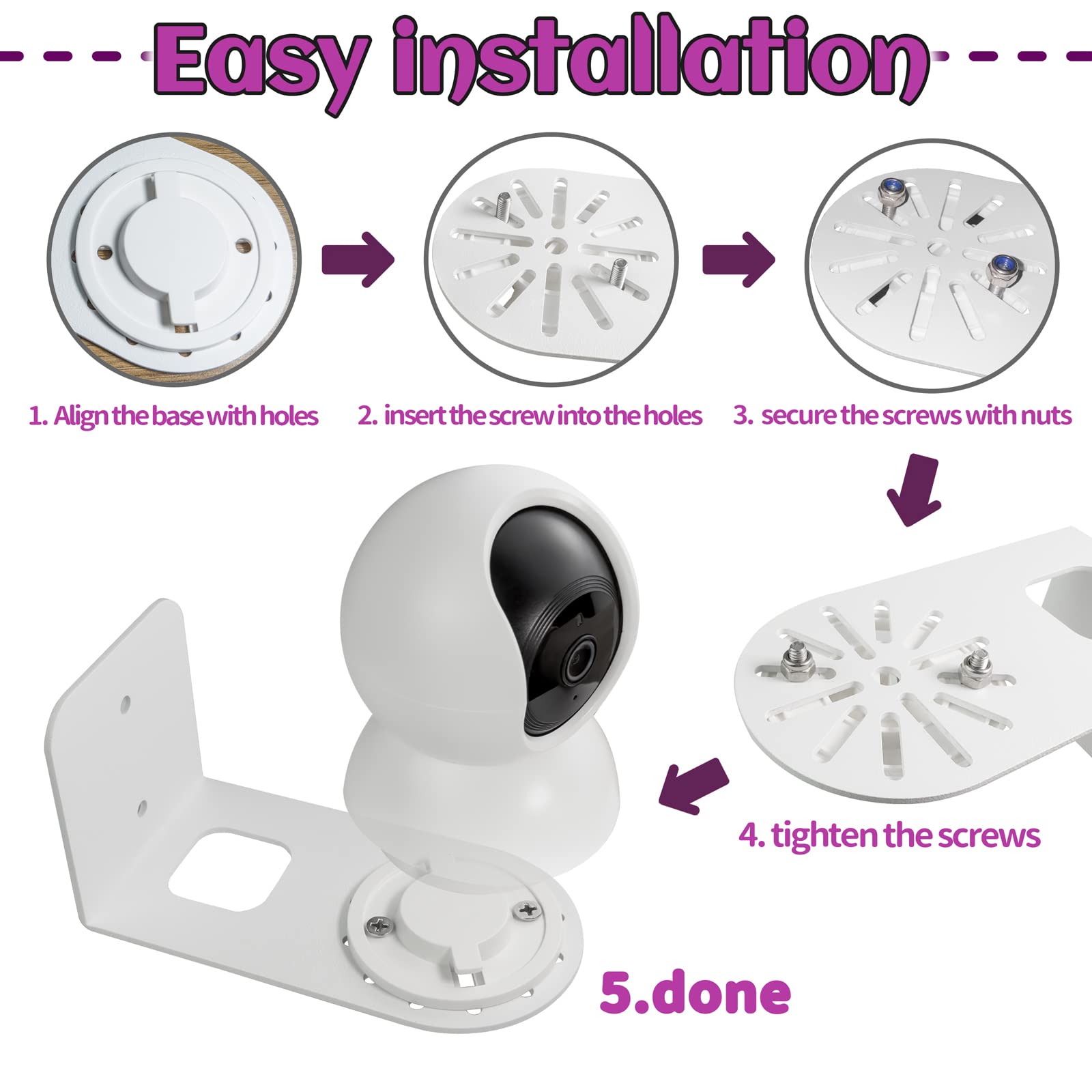 Tapo Surveillance Camera Wall/Ceiling Mount Bracket - Heavy Duty Metal Adjustable Mount for TP-Link Tapo Indoor Security Cameras - Perfect for Home, Office & Garage Security Monitoring
