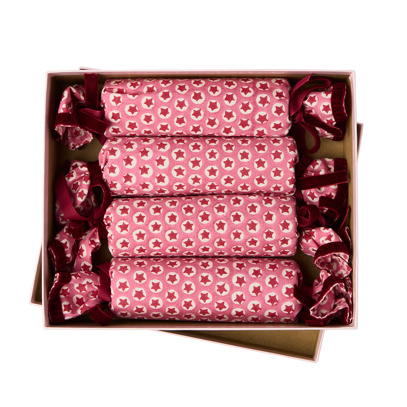 Reusable Fabric Cracker Tuk Tuk Pink Set of 4 - Eco-Friendly Party Crackers for Weddings, Birthdays & Celebrations - Perfect for Festive Decorations and Gift Giving