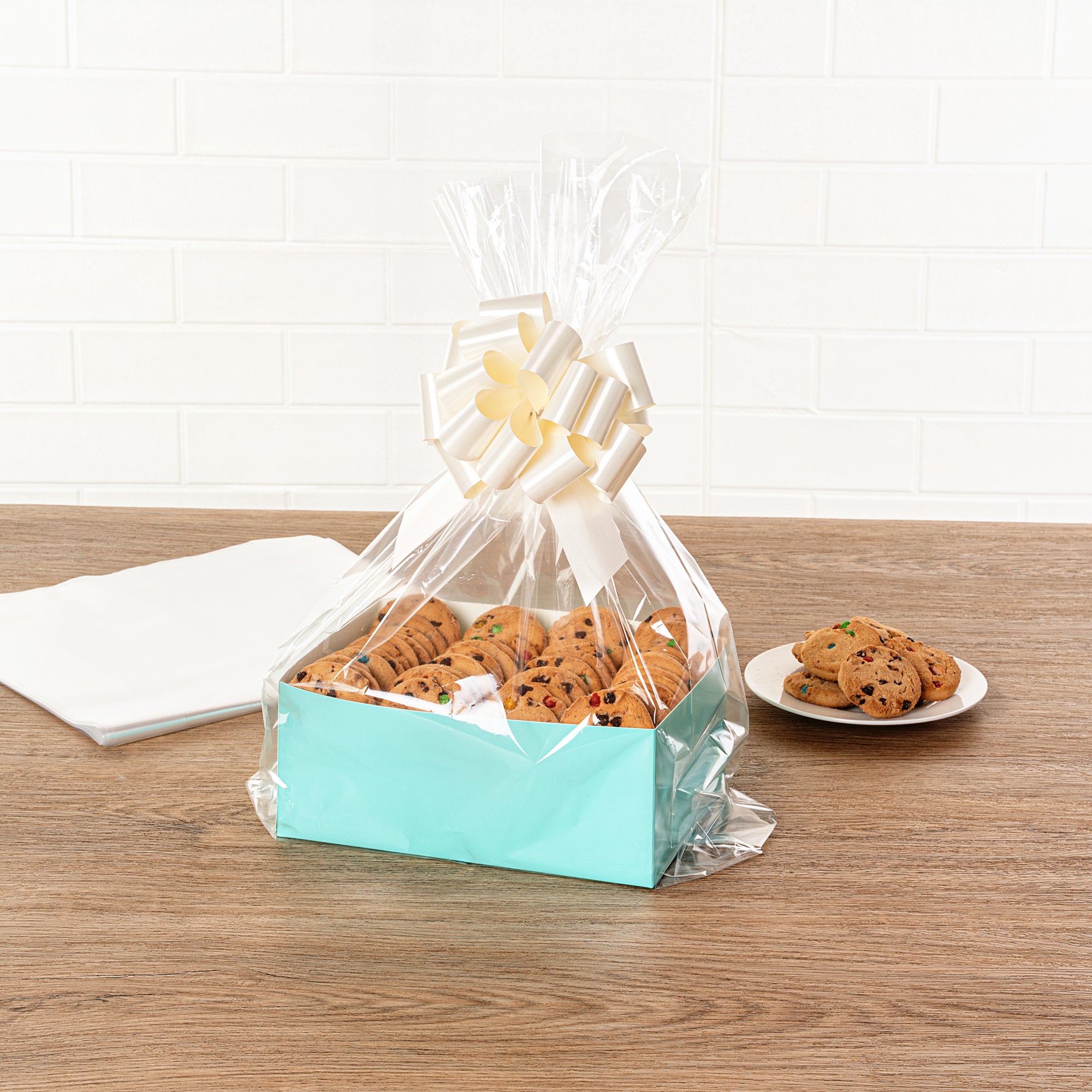 Clear Plastic Gift Basket Bags with Gusset - 12