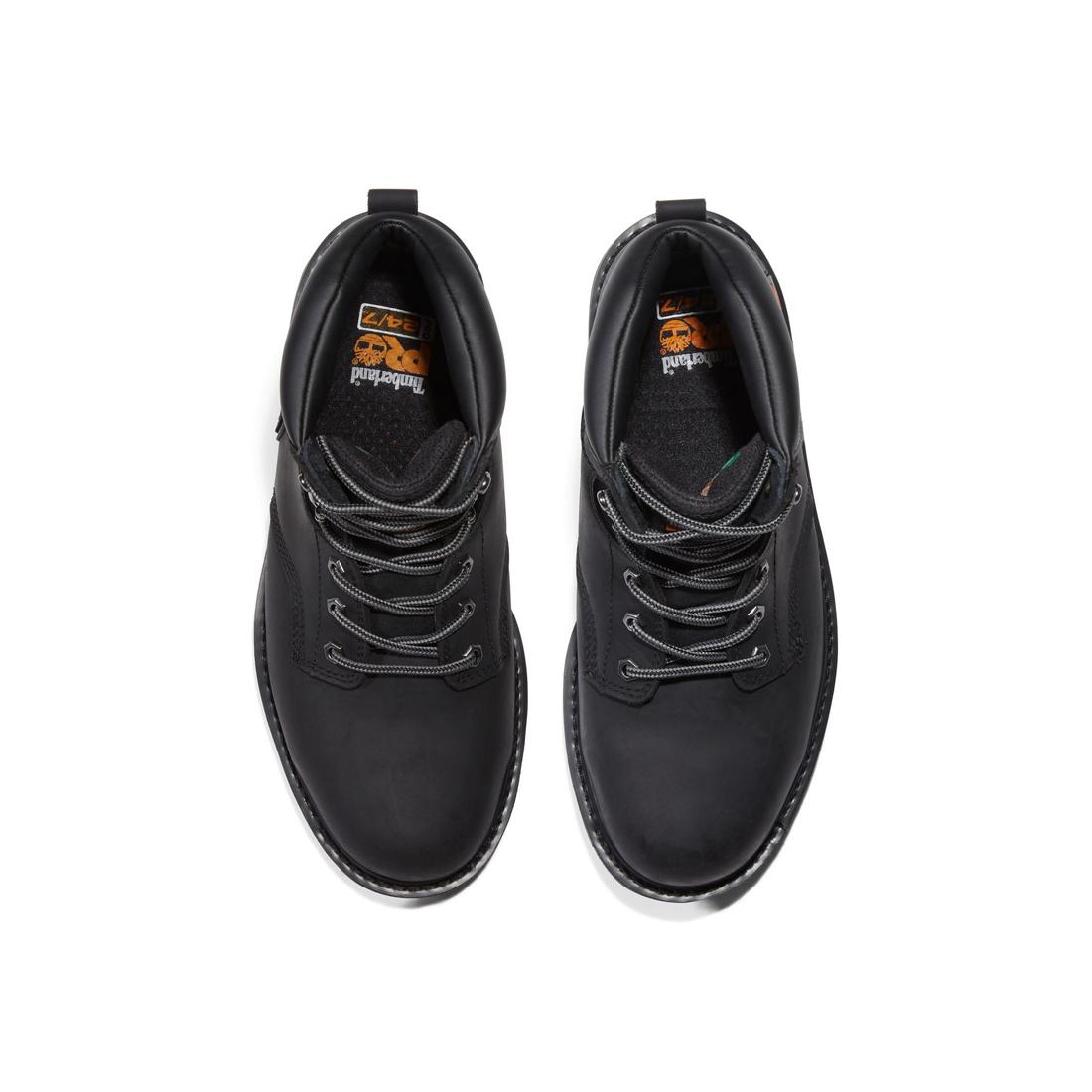 Pit Boss 6 Inch Steel Toe Work Boots for Men - Black Safety Shoes with Slip Resistant & Electrical Hazard Protection - Ideal for Construction, Warehouse & Outdoor Work