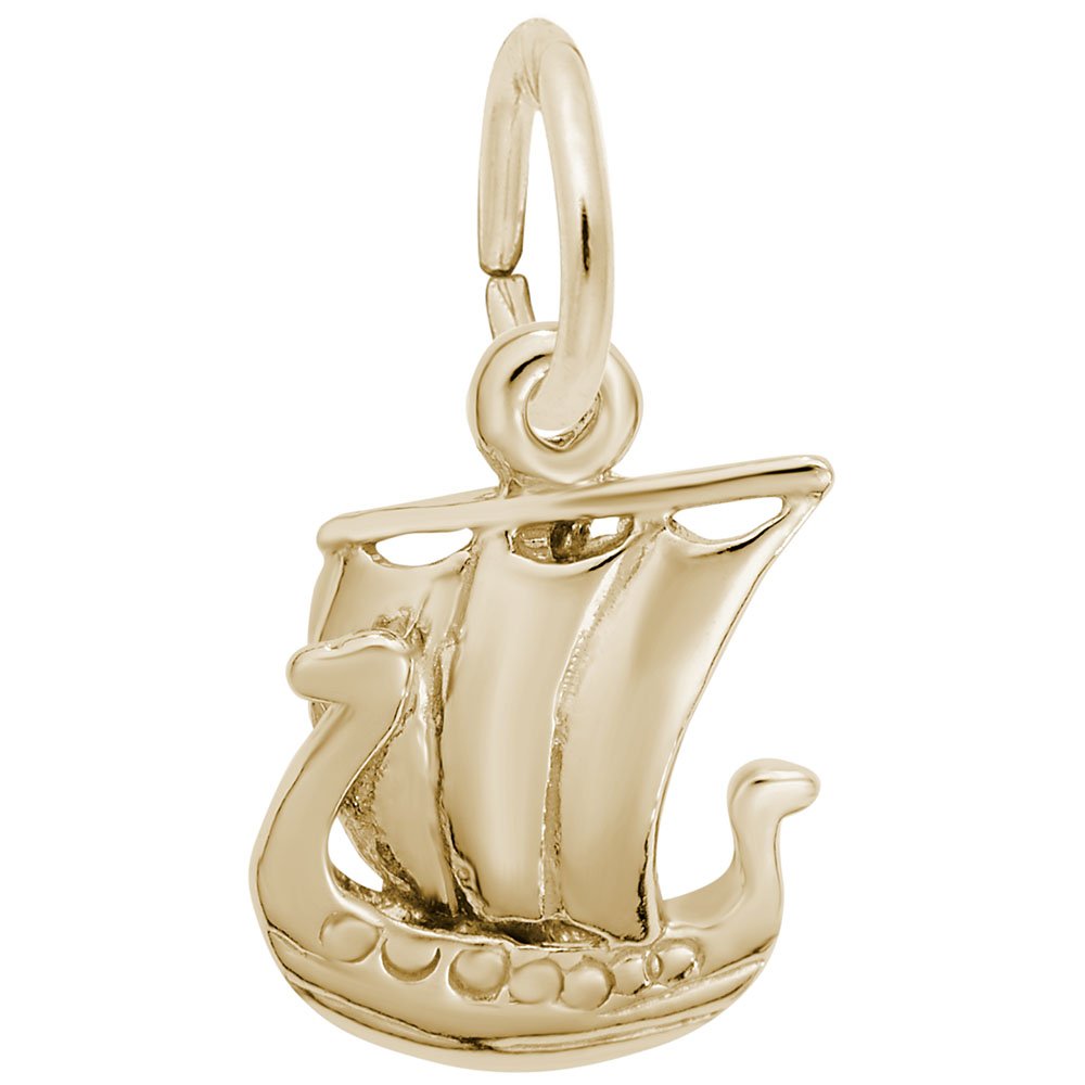 10k Yellow Gold Sailboat Charm Pendant for Bracelets & Necklaces - Perfect for Nautical Jewelry, Gifts & Everyday Wear