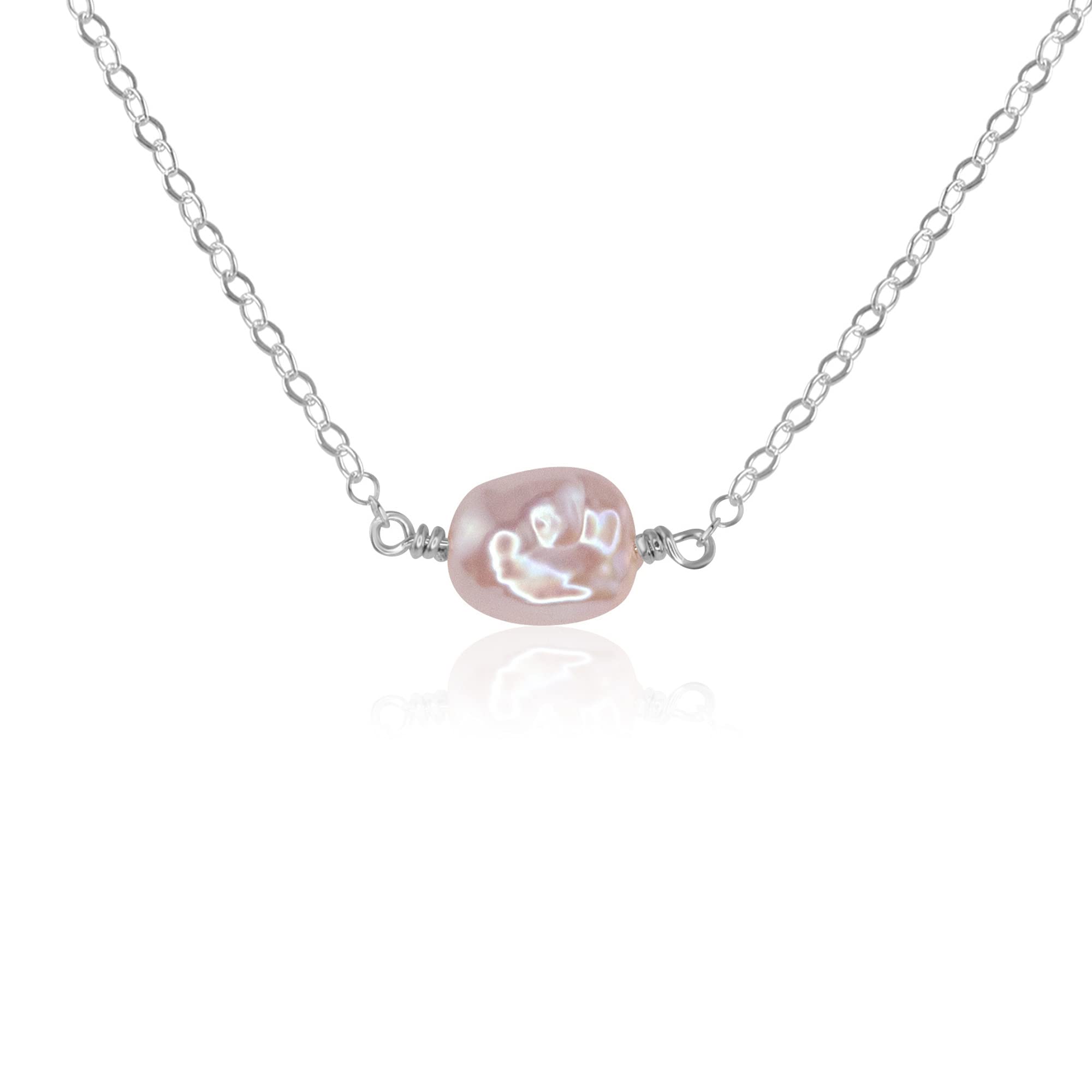 Natural Freshwater Pearl Raw Nugget Necklace in 925 Sterling Silver - Elegant Boho Jewelry for Women, Perfect for Weddings & Date Nights