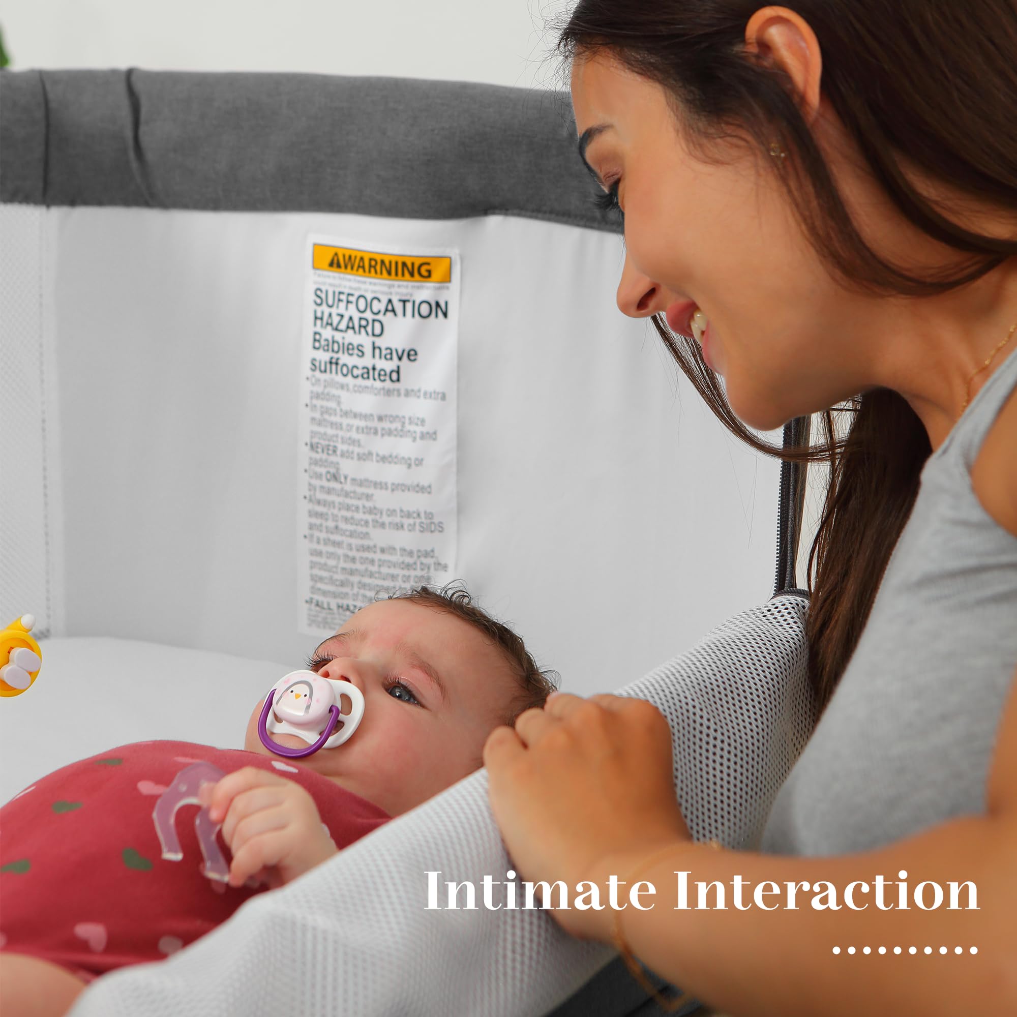 AMKE Baby Bassinet - Breathable Mesh Bedside Sleeper for Newborns | Portable Adjustable Crib for Safe Co-Sleeping | Nursery Essential for Infants 0-6 Months (Dark Gray) | Perfect for Bedroom, Nursery & Travel