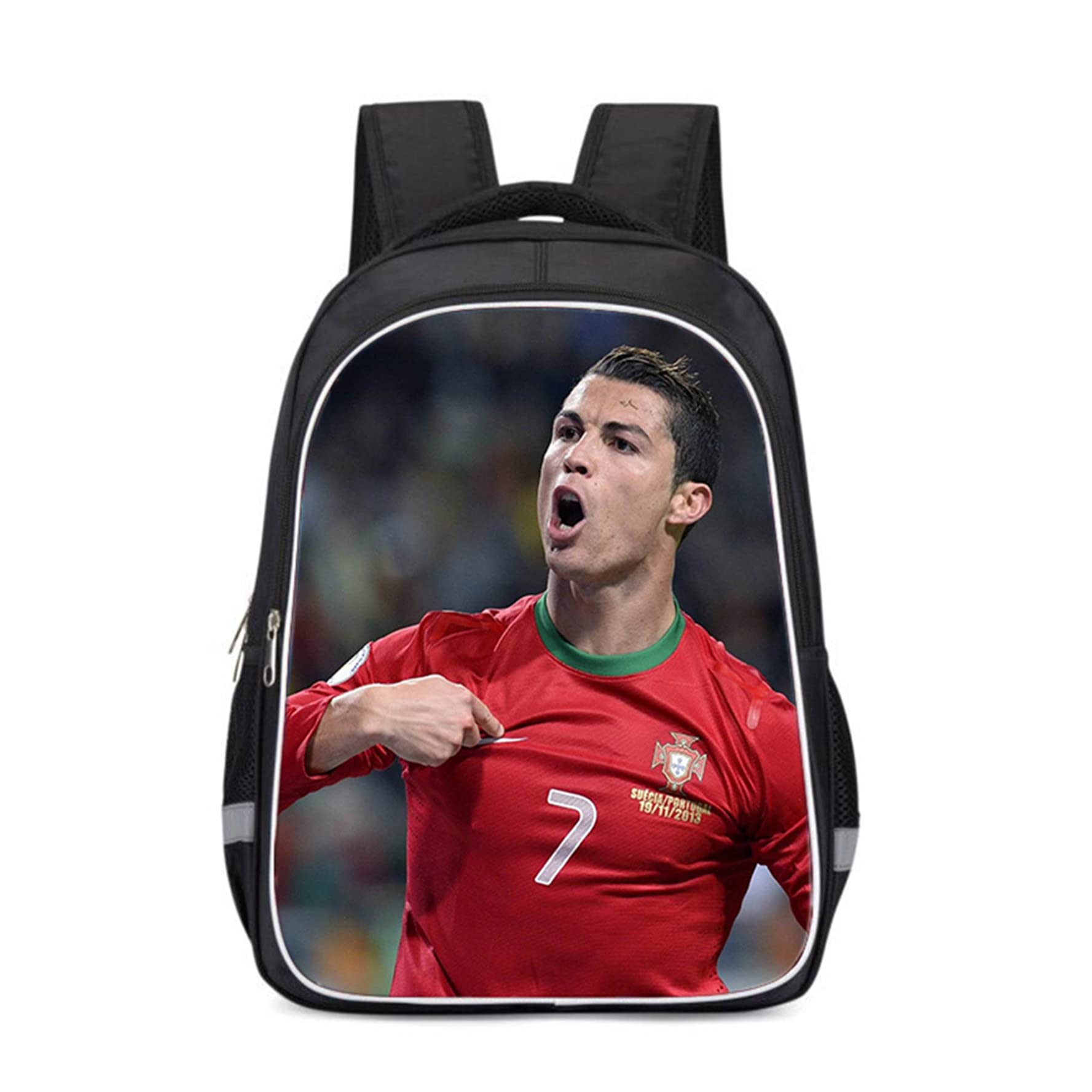 XCO-LEE Ronaldo CR7 Football Backpack for Kids & Teens - Large Canvas School Book Bag with Adjustable Straps - Perfect for School, Sports & Travel | Official Soccer Fan Gift