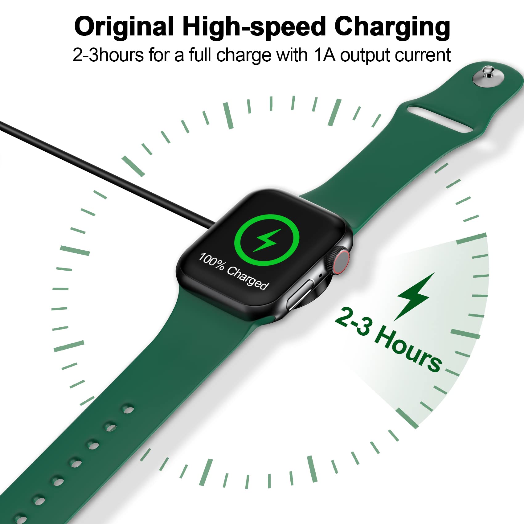 Magnetic Charging Cable for Apple Watch - 6.6FT USB C Wireless Charger Compatible with iWatch Series Ultra 2/Ultra/8/7/6/SE/SE2/5/4/3/2 - Perfect for Home, Office & Travel Use (Black)