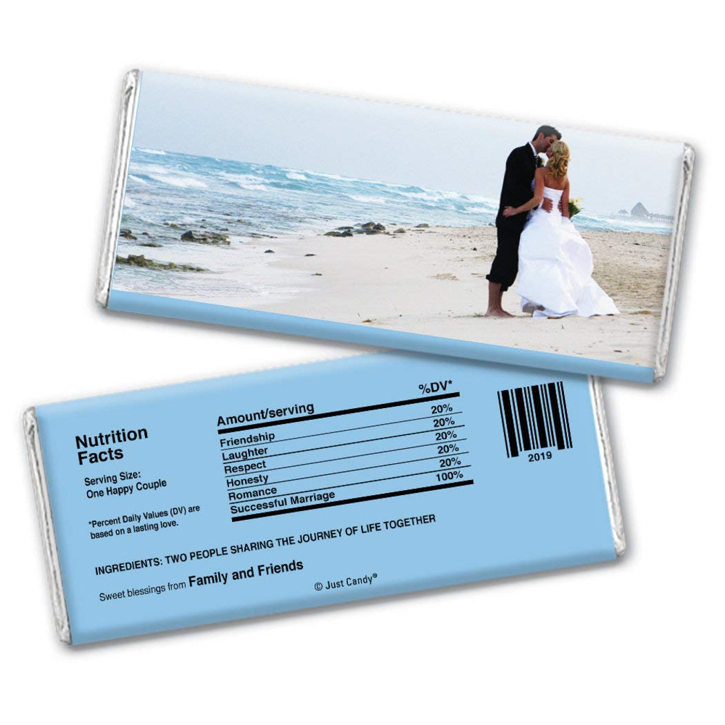 12-Pack Custom Photo Candy Bars for Weddings - Light Blue Personalized Chocolate Favors - Perfect for Bridal Showers, Receptions & Party Favors
