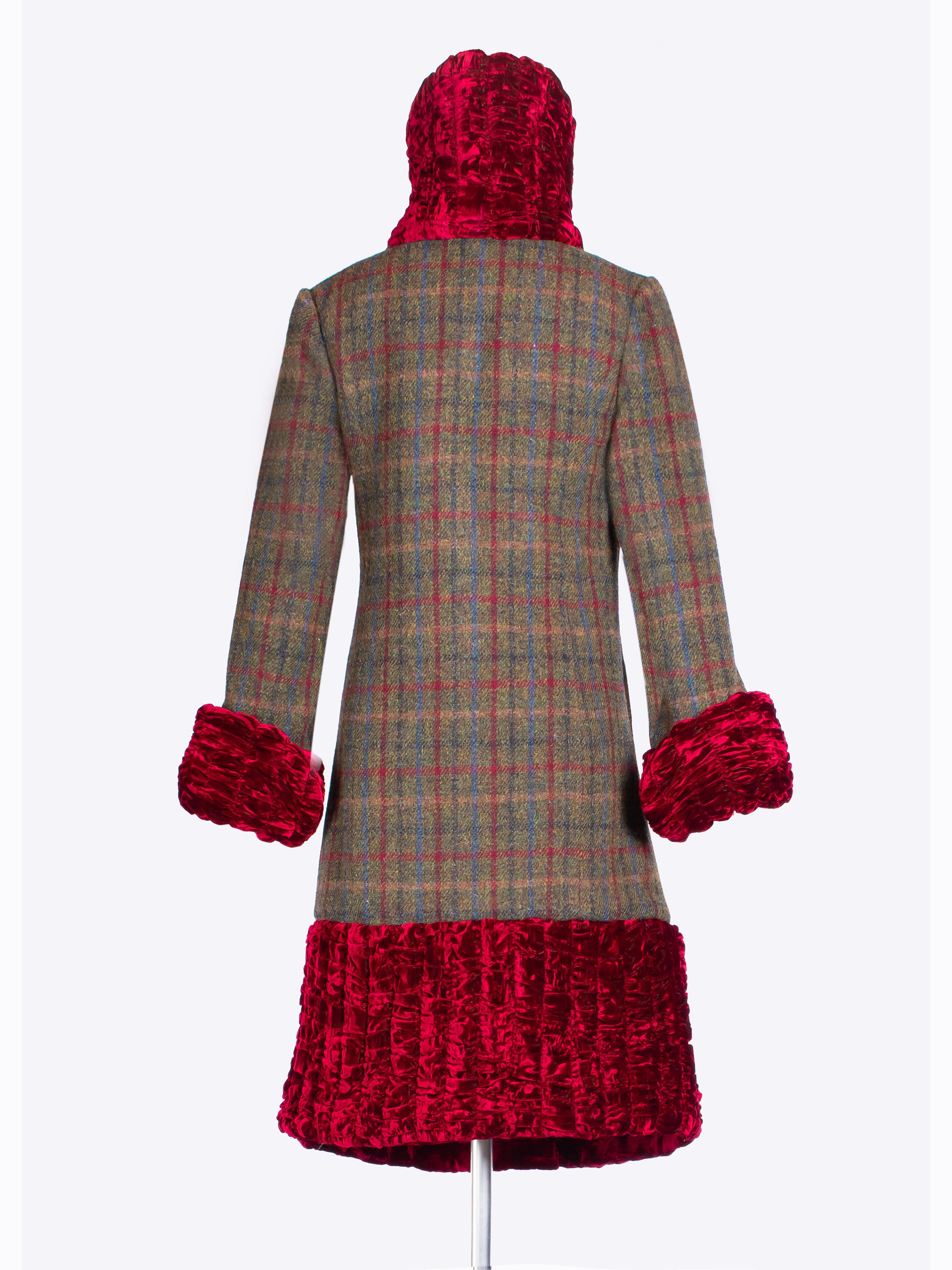 Stylish 20s Coat for Women - Vintage Green & Red Winter Jacket - Perfect for Holiday Parties & Cold Weather Fashion