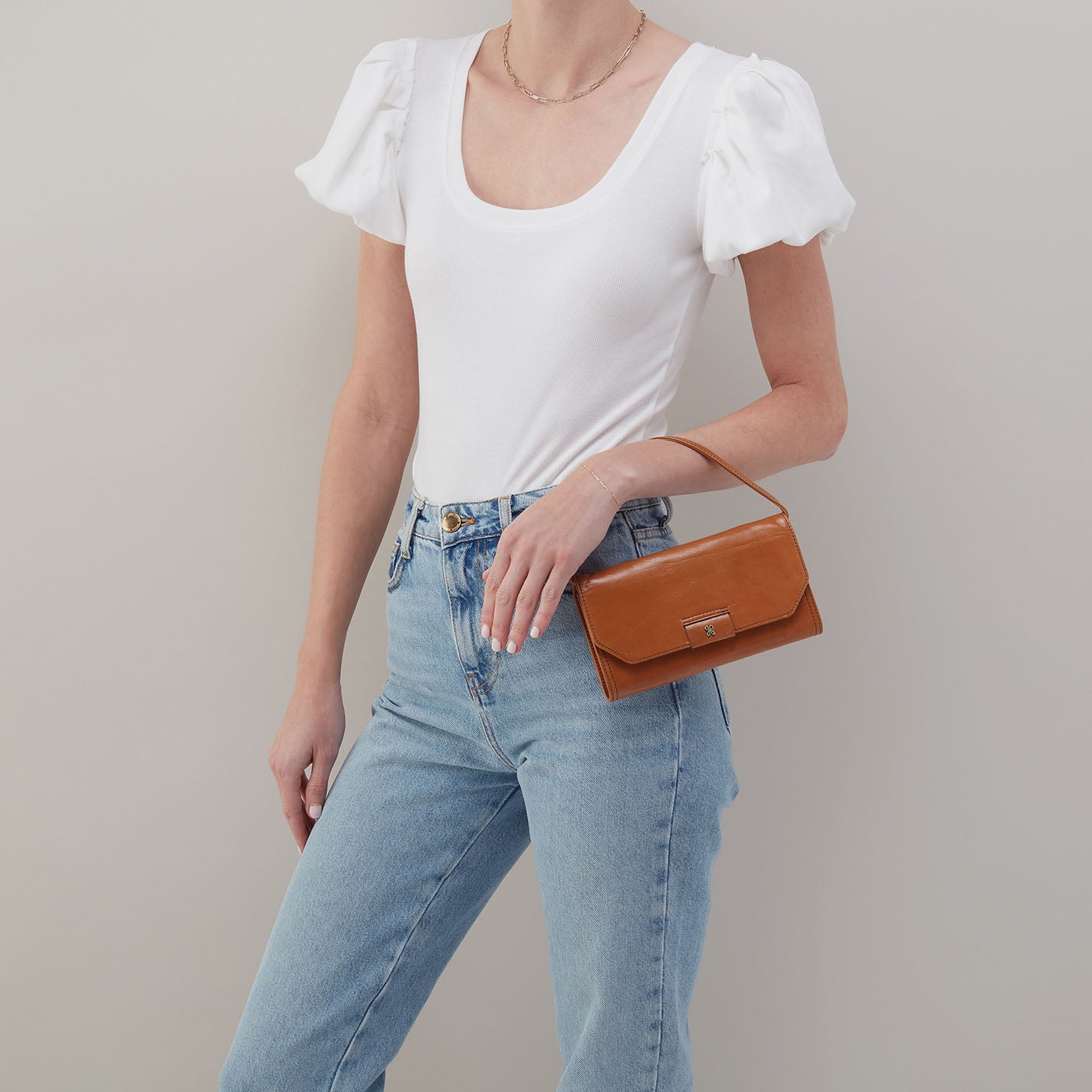 Romy Wallet Crossbody Bag in Polished Leather - Truffle Brown | Stylish & Compact for Everyday Use, Travel, and Shopping
