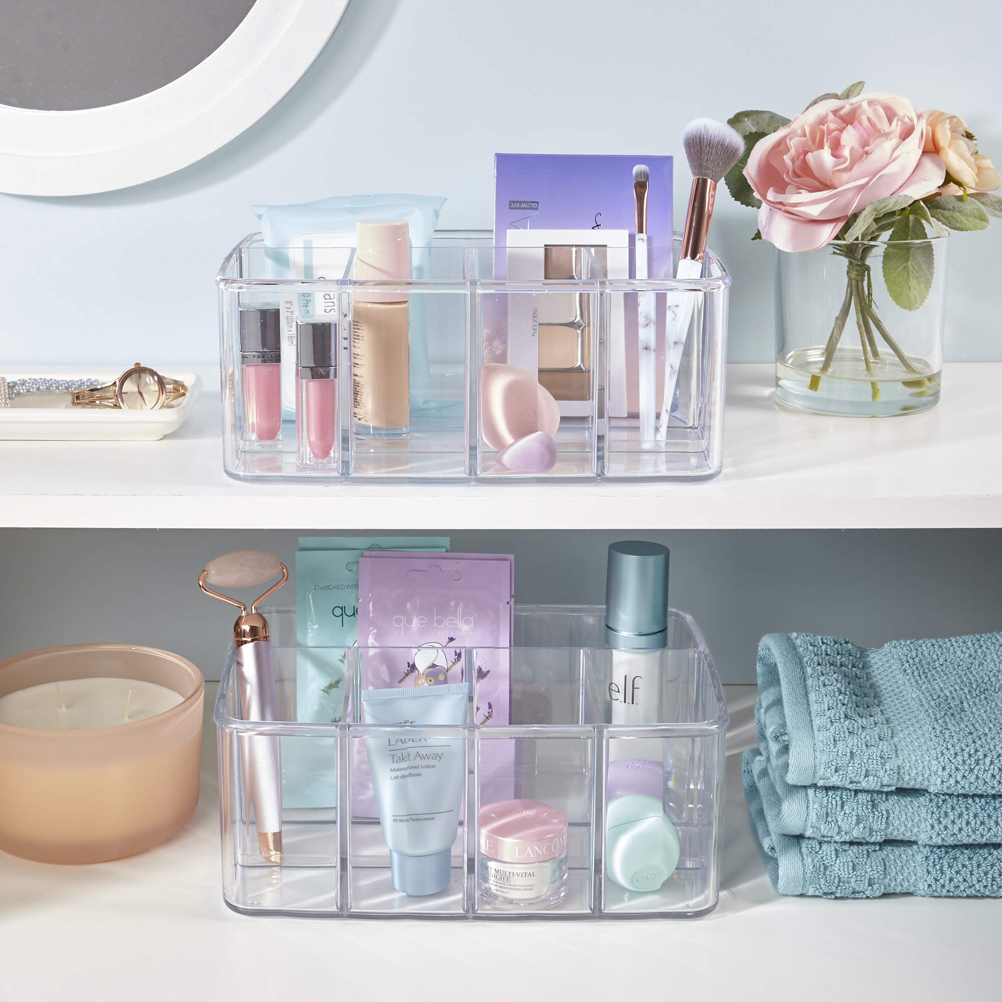 STORi 5-Compartment Clear Plastic Organizer | Rectangular Divided Makeup Vanity Storage & Office Desk Organizer | Scalloped Wall Design | Made in USA | Perfect for Bathroom Counter, Bedroom Dresser & Workspace Organization