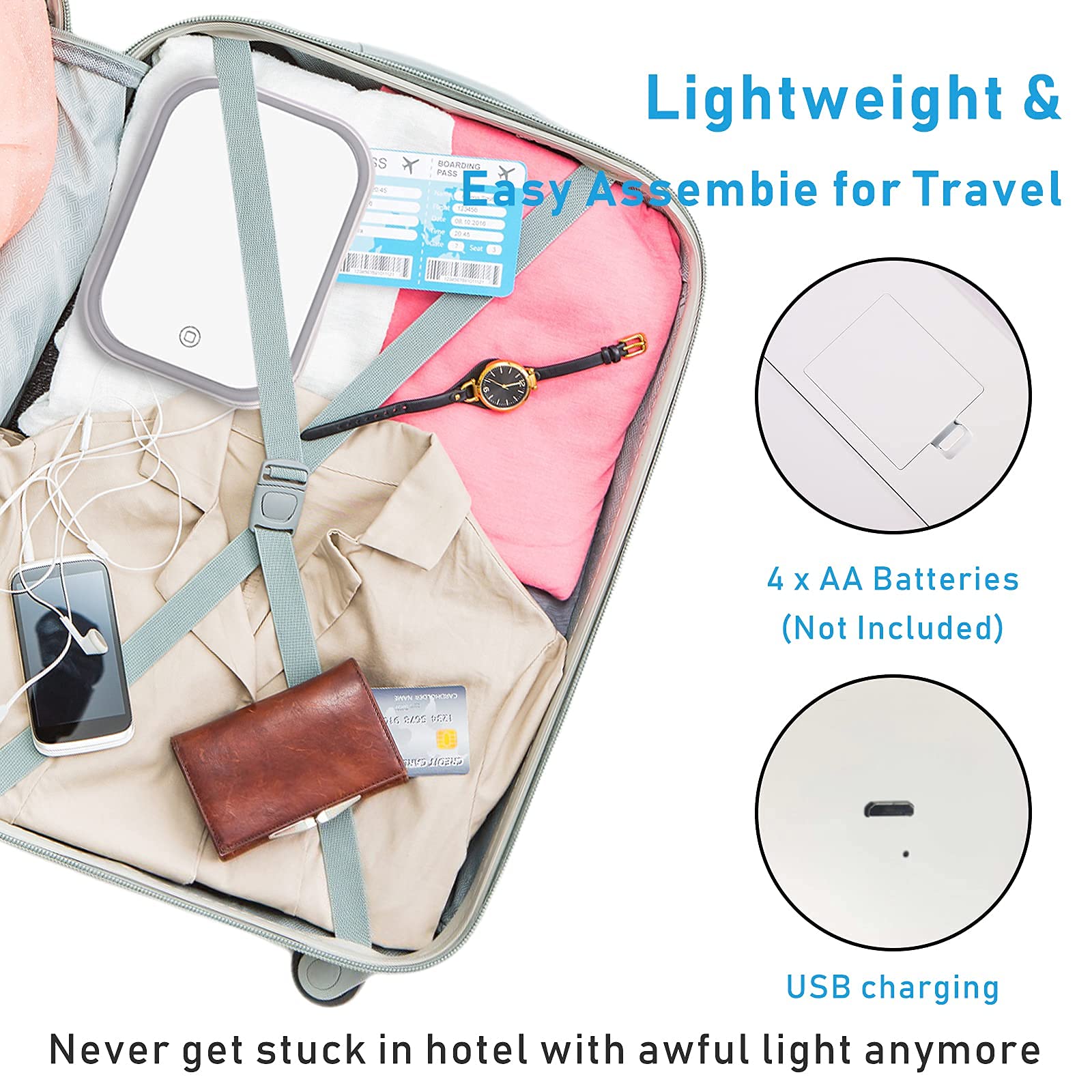 Ochine Professional Makeup Case with LED Lighted Mirror - Portable Cosmetic Organizer Bag for Women & Girls, Travel Makeup Train Case with Touch Control Design, Perfect for Travel, Home, Salon & Jewelry Storage