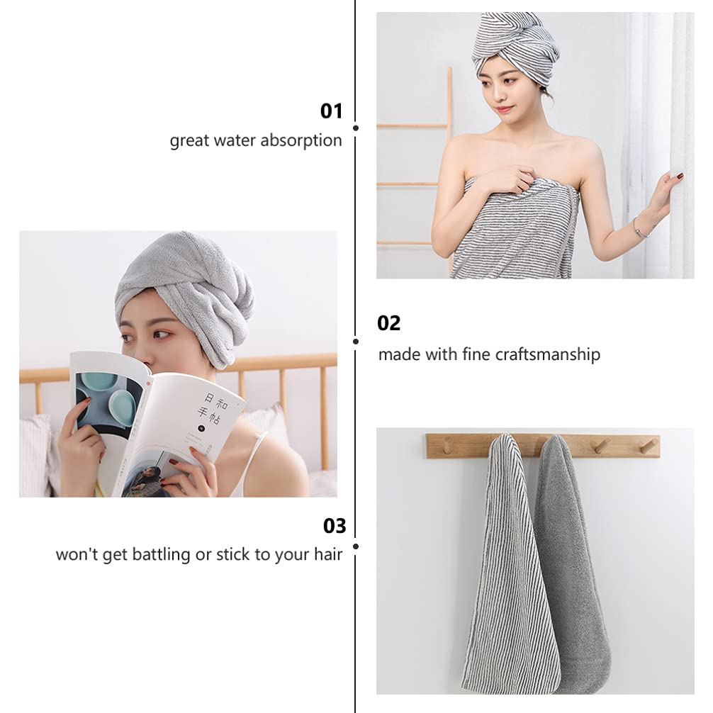EXCLUZO 2-Pack Microfiber Hair Towel Wrap - Super Absorbent Hair Drying Towel & Bath Cap for Women, Men - Quick Dry Hair Turban for Shower, Swimming, Salon & Home Use