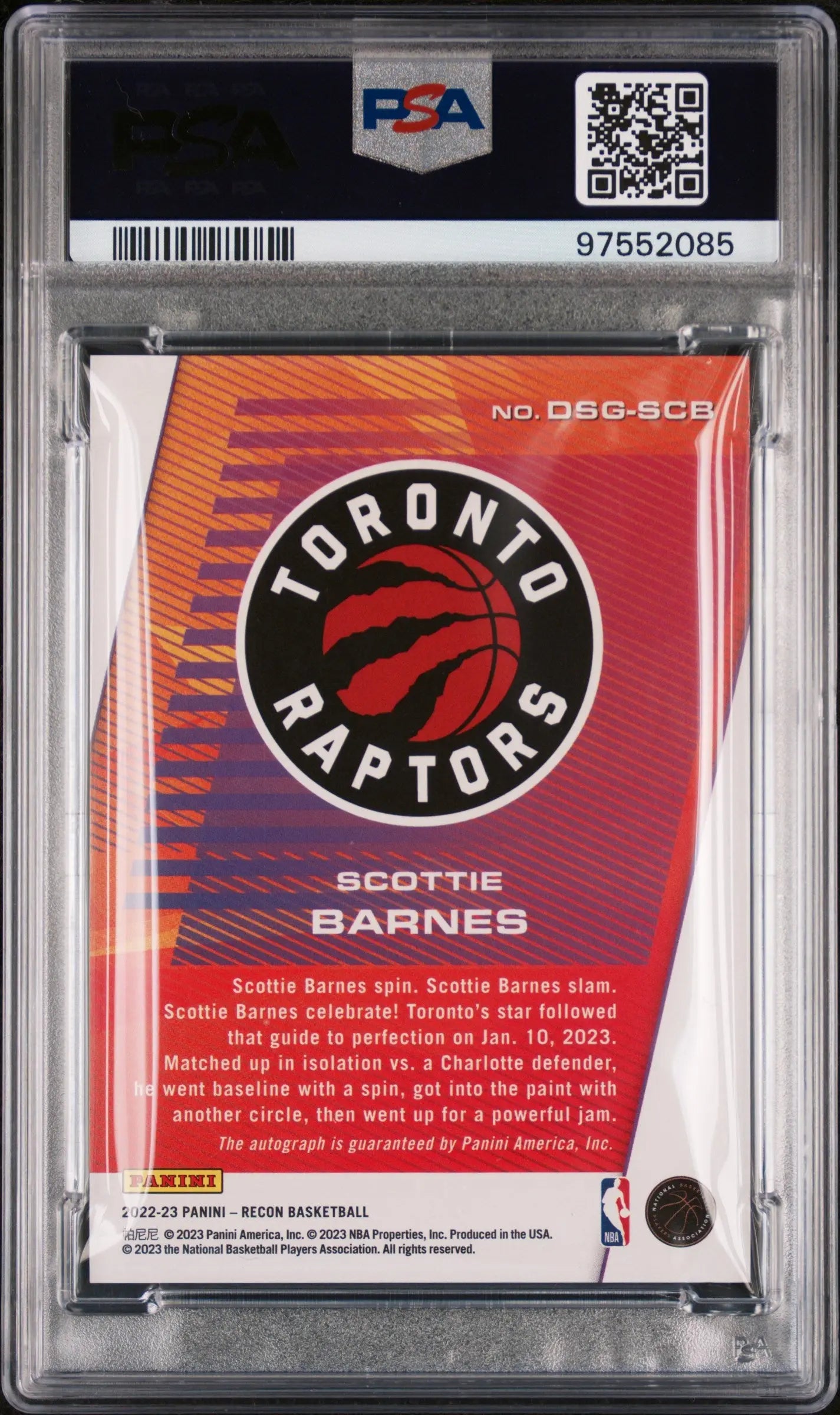 2022 Panini Recon Destined For Greatness Scottie Barnes Gold Autograph PSA 9 04/10 - Basketball Trading Card for Collectors & Investors