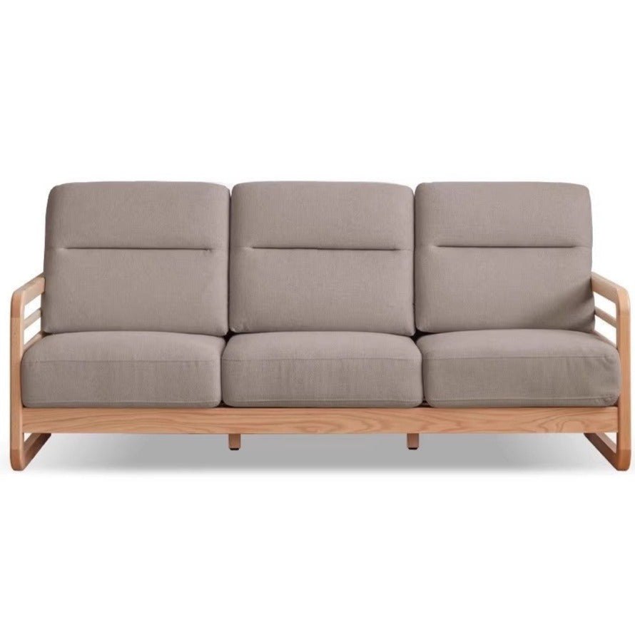 Oak Wood Fabric Sofa with String Style Backrest - Modern Living Room Furniture for Comfortable Home Decor
