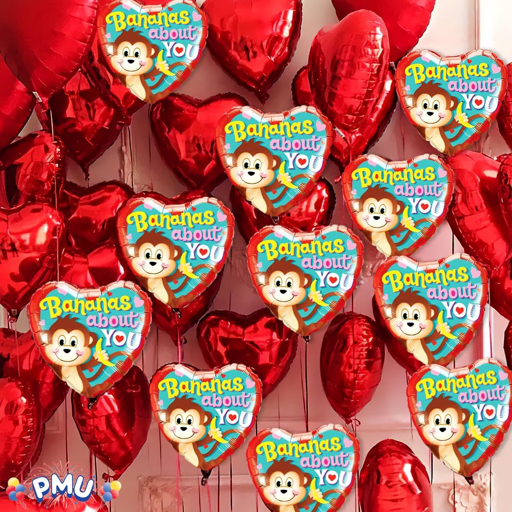 25-Pack 18-Inch Red Heart-Shaped Valentine's Day Foil Balloons for Proposals, Weddings, Anniversaries & Special Events - Romantic Party Decorations (PMU Brand)