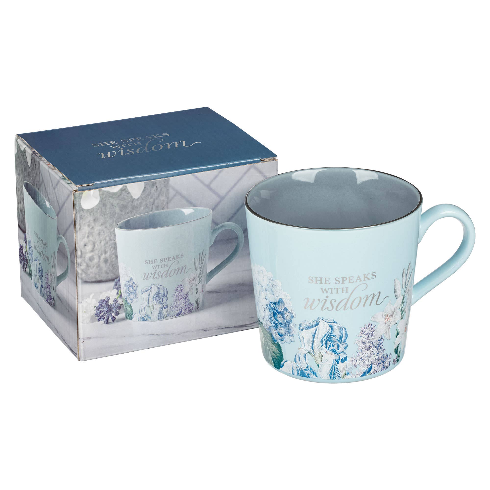 Blue Floral Wisdom Mug - Inspirational Coffee Cup with Motivational Quotes - Perfect for Tea, Coffee, or Hot Chocolate at Home, Office, or Gifts