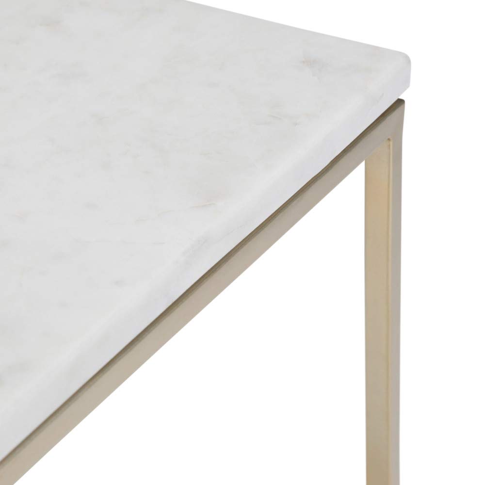 SIMPLIHOME Kline Modern Industrial 18-inch Wide Metal Accent Side Table - White & Gold Nightstand, End Table for Bedroom & Living Room | Perfect for Small Spaces, Apartment Decor & Guest Room Furniture