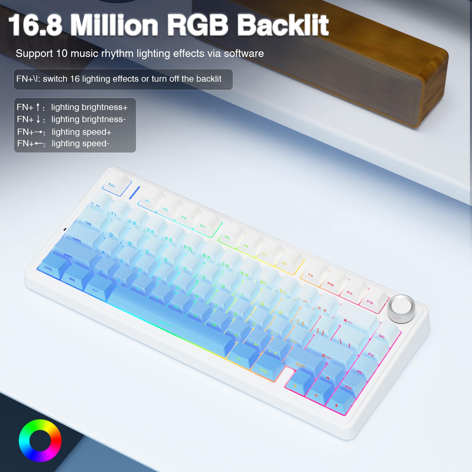 AULA F75 Wireless Mechanical Keyboard, 75% RGB Backlit, Hot Swappable for Gaming (Blue)