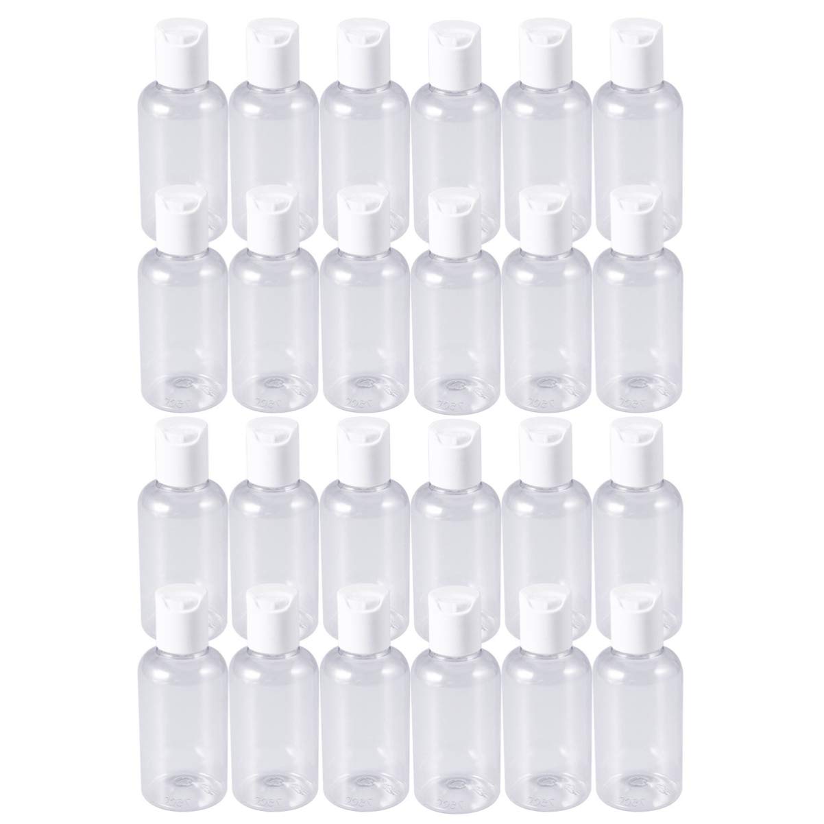 FOMIYES 24-Pack 75ml Clear Refillable Plastic Travel Bottles for Shampoo, Lotion & Cream - Leak-Proof Squeeze Containers for Toiletries, Cosmetics & Skincare (Random Colors) - Perfect for Air Travel, Gym, Camping & Home Organization