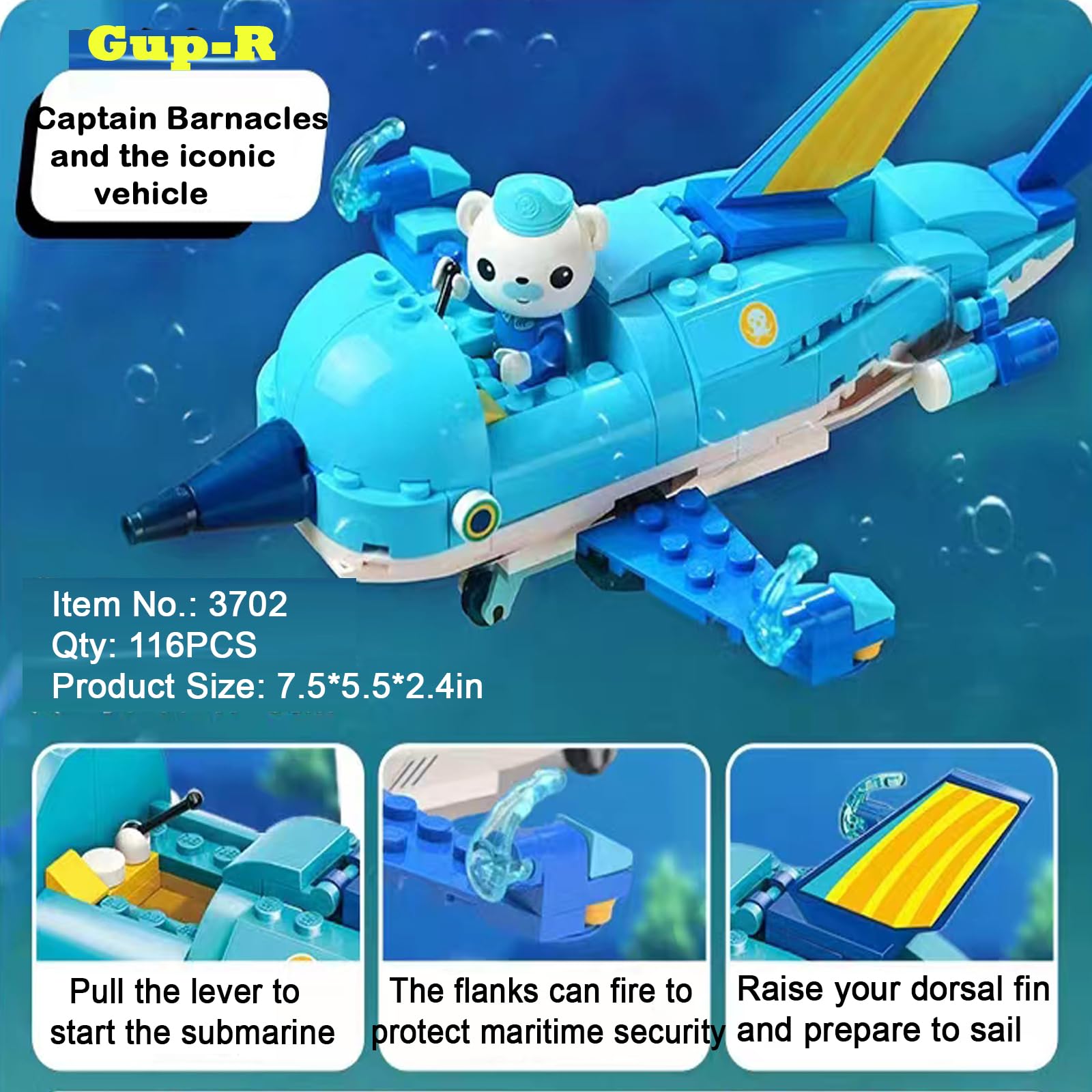 Little Froggy Octonauts GUP-R Vehicle & Figure Building Block Set - 116PCS Creative Construction Toy Compatible with Lego Bricks | STEM Educational Gift for Boys & Girls Ages 6+ | Perfect for Birthday Presents, Classroom Activities & Imaginative Play