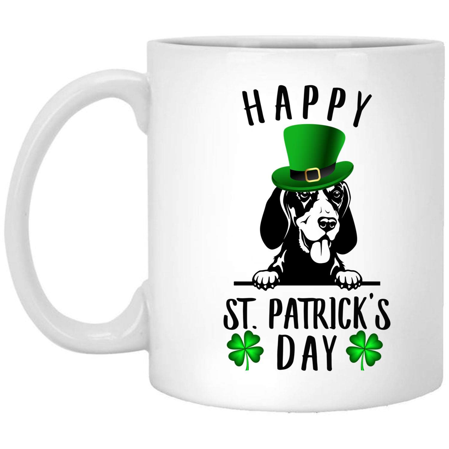 Funny Bluetick Coonhound Peeking St. Patrick's Day Coffee Mug - 11oz Ceramic Cup with Quotes, Unique Gift for Dog Lovers - Perfect for Office, Home & Holiday Celebrations