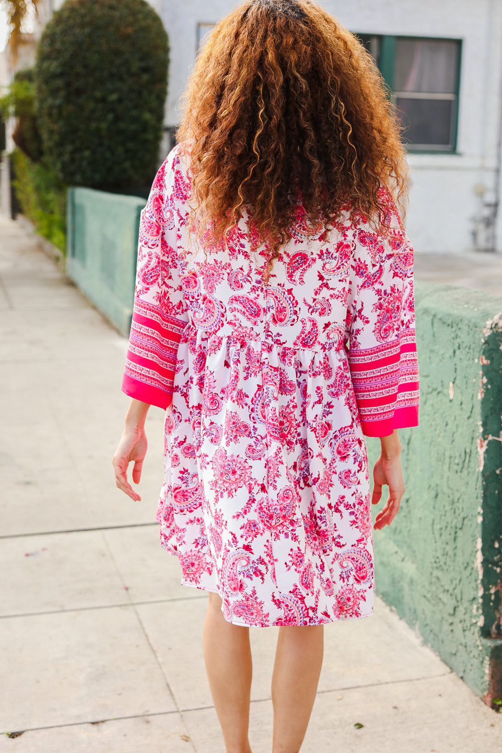 Stylish Red & Pink Paisley Drop Shoulder Kimono Dress for Women | Boho Chic Cover Up | Perfect for Beach, Festival & Summer Outfits