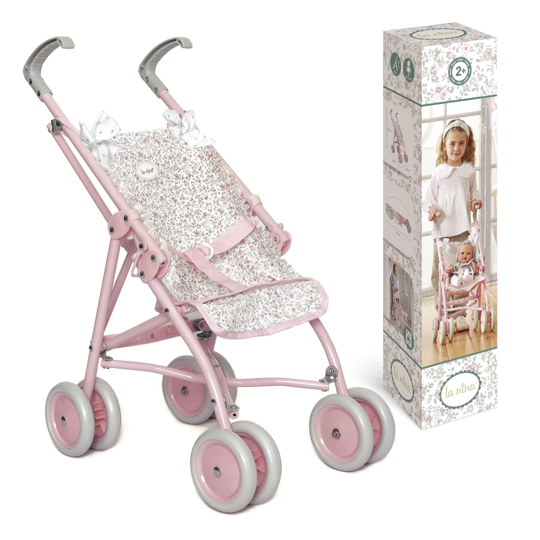Diset La Nina - Large Violet Doll Stroller Chair (34X62X42 CM) for Baby Dolls, Multicolor (Diset 65069) - Perfect for Pretend Play, Outdoor Walks & Role-Playing Games