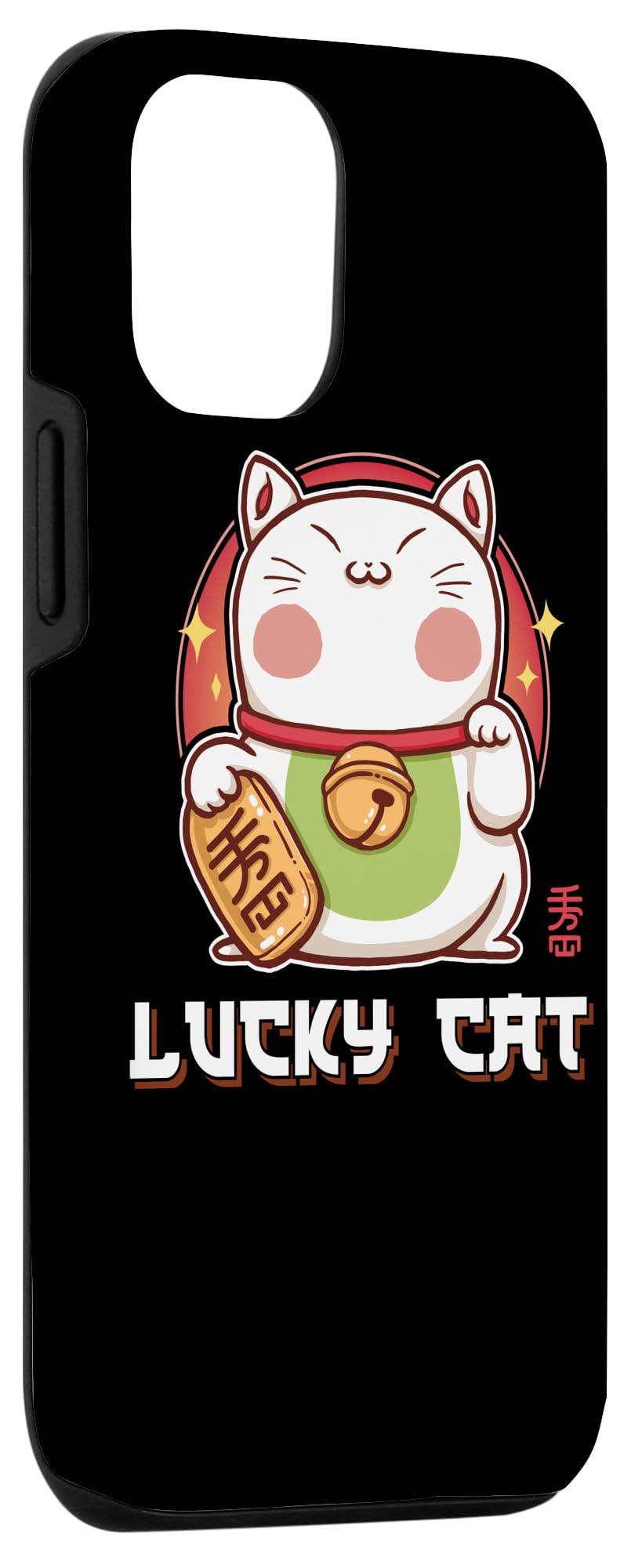 iPhone 12/12 Pro Lucky Maneki Neko Waving Cat Case - Cute Anime Phone Cover for Good Fortune & Protection | Perfect for Anime Fans & Japanese Culture Lovers
