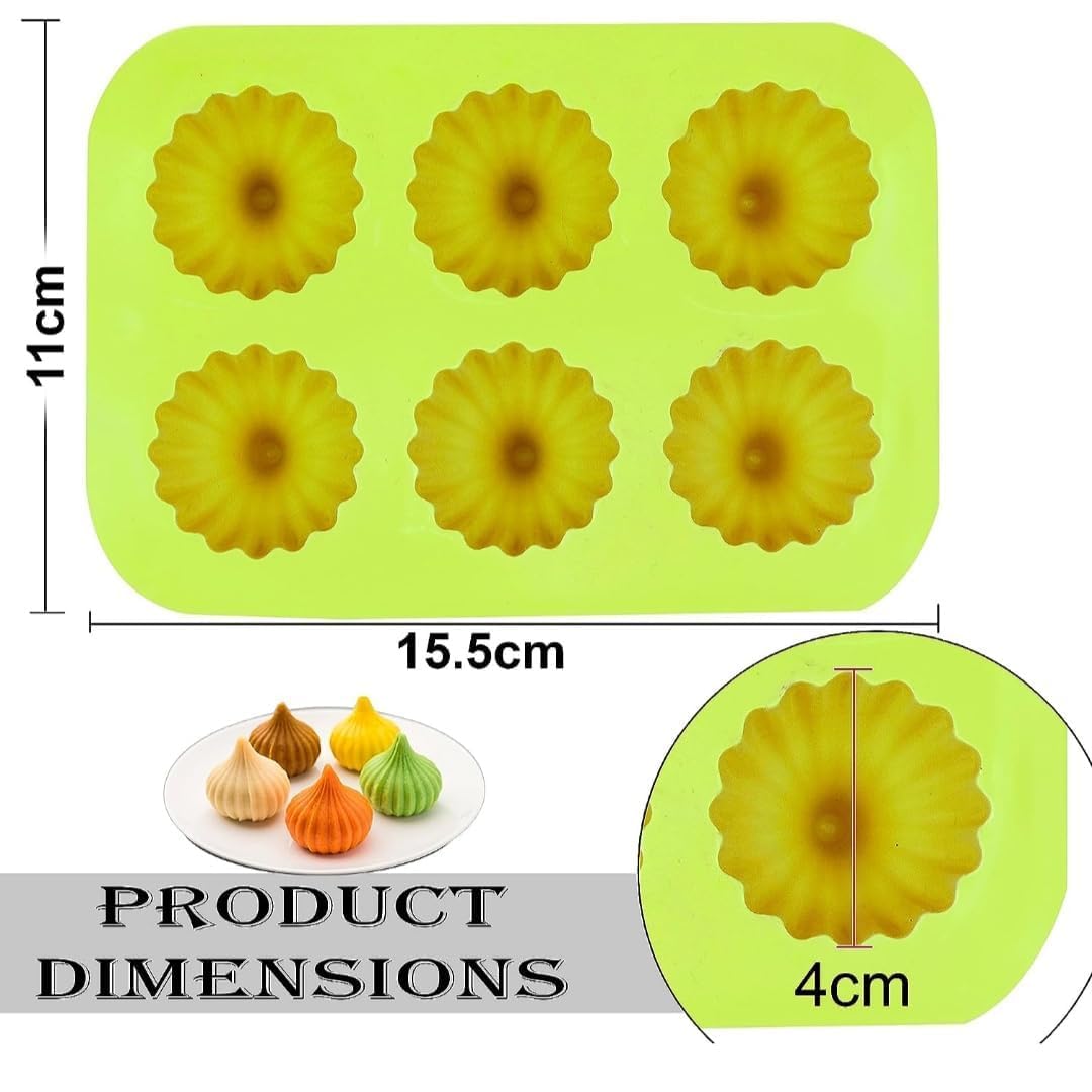 Skytail 6 & 15 Cavity Silicone Modak Molds for Ganesh Chaturthi Festival - Ganpati Bappa Decorations, Mithai, Chocolate, Candy, Sweets, Cakes, Desserts, Cupcakes & Dumplings - Perfect for Hindu Festivals, Home Baking & Party Treats
