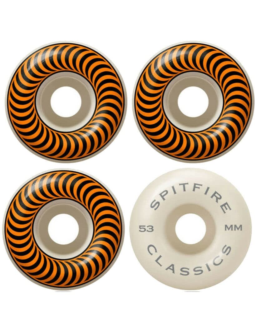 Spitfire Skateboard Wheels Classic Series - Set of 4, 53mm Orange Wheels for Street & Park Skateboarding | High-Performance Skate Wheels for Smooth Ride & Tricks