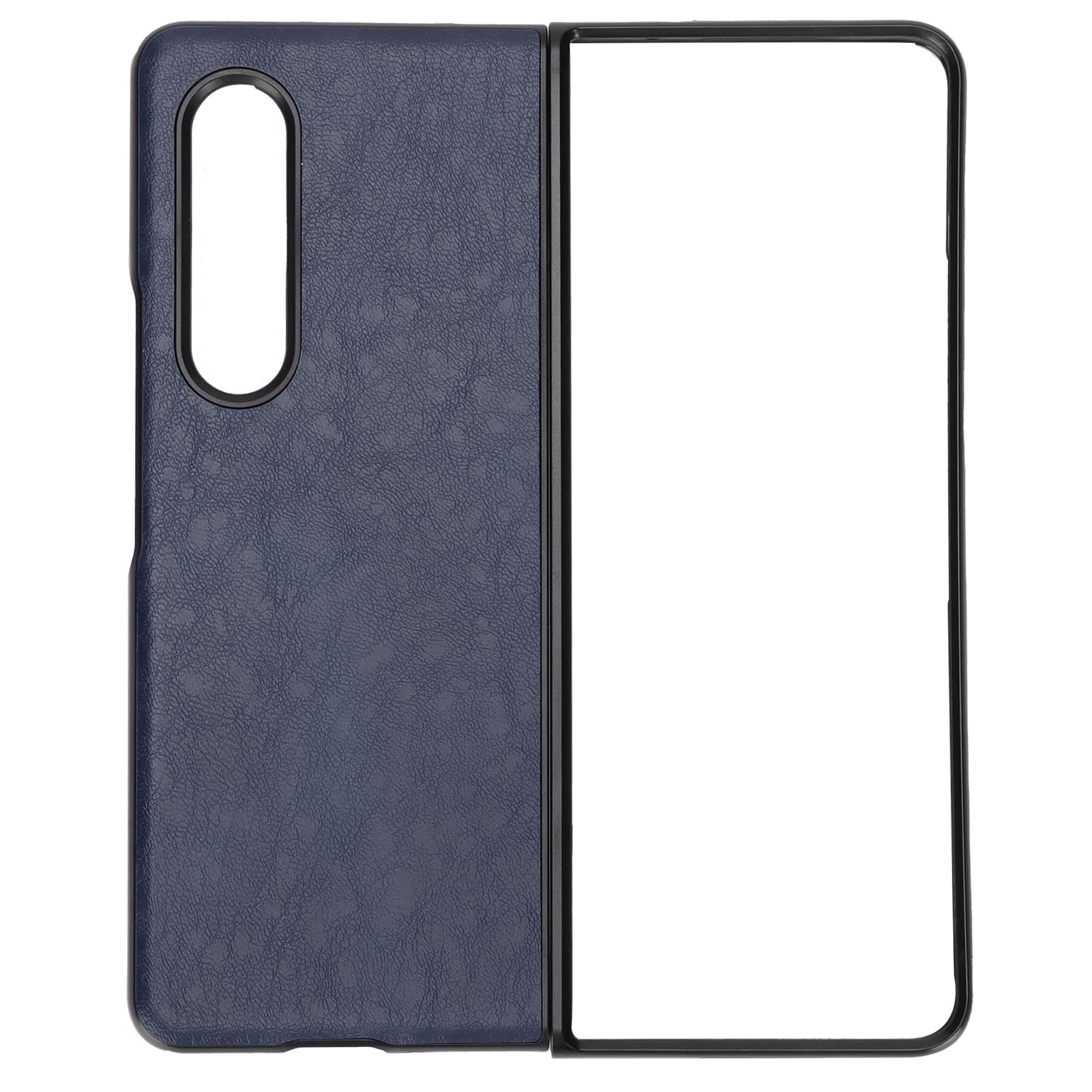 Premium Leather Shockproof Phone Case for Samsung Galaxy Z Fold 3 - Front Frame & Back Cover with Military-Grade Protection (Blue) | Slim Protective Case for Work, Travel & Everyday Use