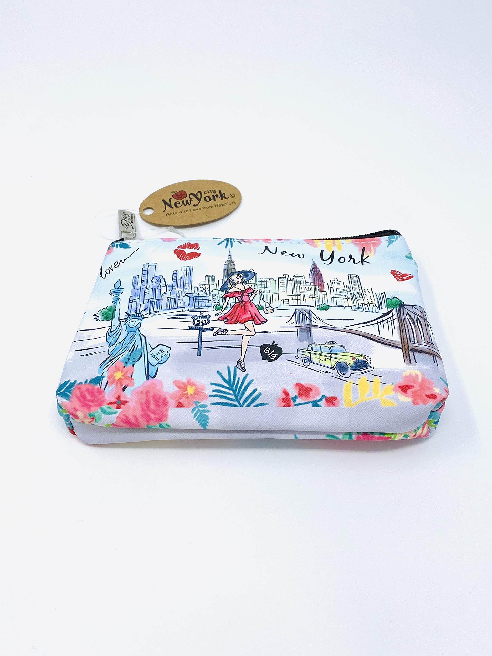 Cute New York Souvenir Zipper Pouch for Girls & Women - Travel Cosmetic Bag, Makeup Purse (JP-330104B) - Perfect for Travel, School & Daily Essentials Storage