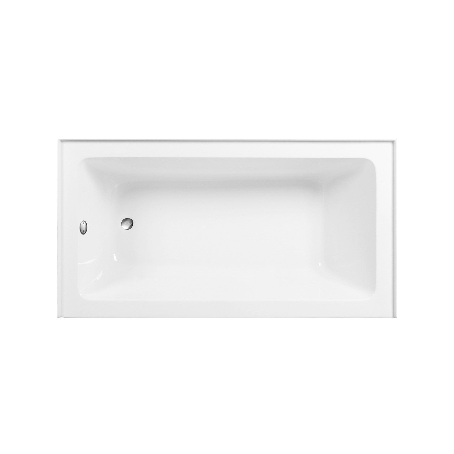 Aqua Eden 60 Inch Acrylic Rectangular 3 Wall Alcove Bathtub - Left Hand Drain, Glossy White with Brushed Nickel Finish | Perfect for Modern Bathroom Renovations & Spa-Like Retreats