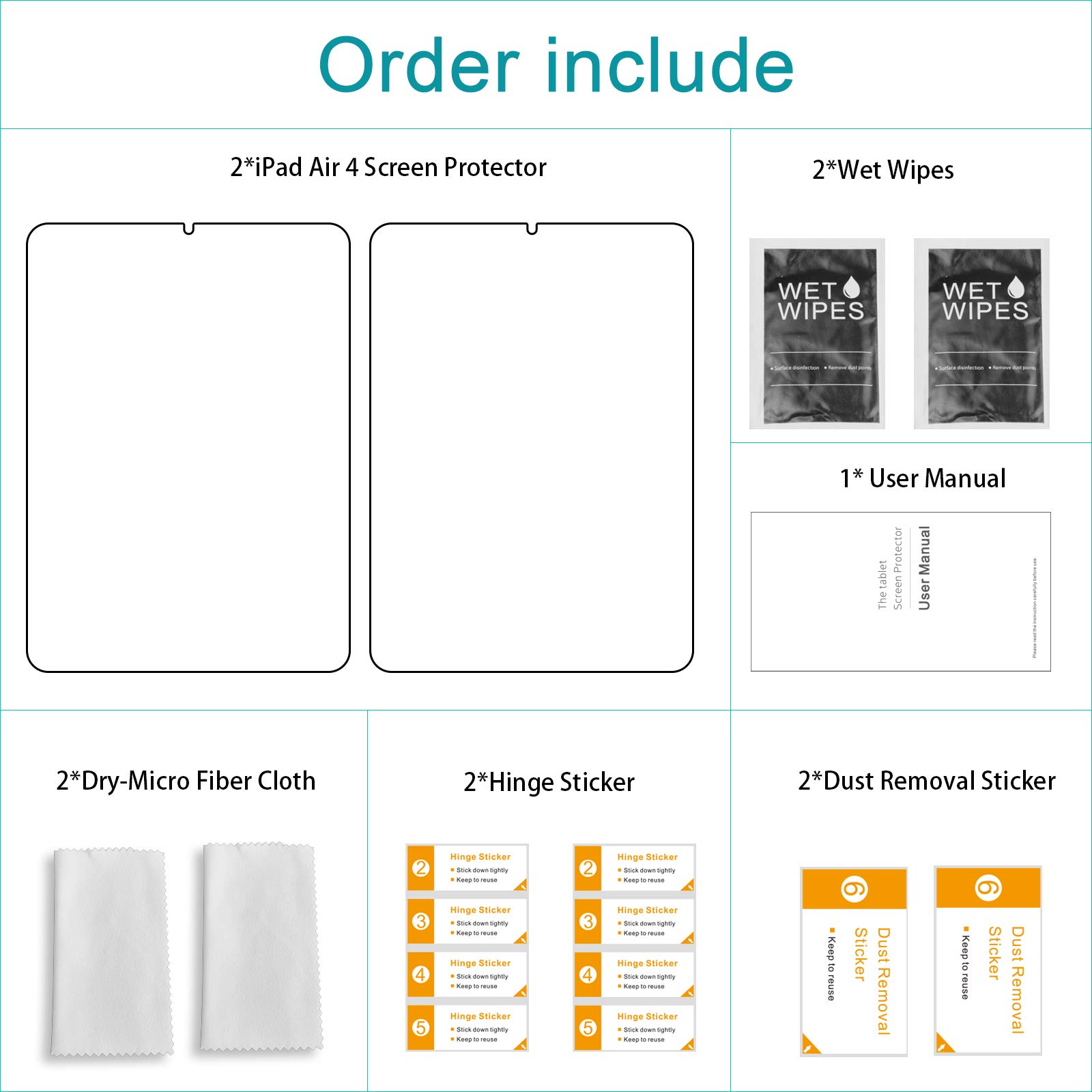Coolpow iPad Air 4 Screen Protector 2-Pack - Tempered Glass for iPad Air 10.9