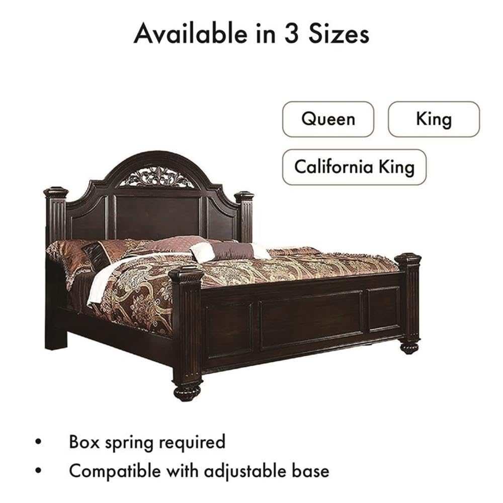 Home Square 3-Piece King Panel Bed Set with 2 Nightstands in Dark Walnut - Perfect for Master Bedroom Decor & Luxury Bedroom Furniture