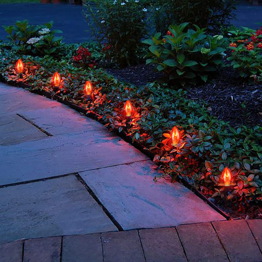 25FT Orange C7 String Lights with 25 Clear Bulbs - Indoor/Outdoor Halloween & Christmas Decor - Perfect for Patio, Garden, Party, and Holiday Lighting