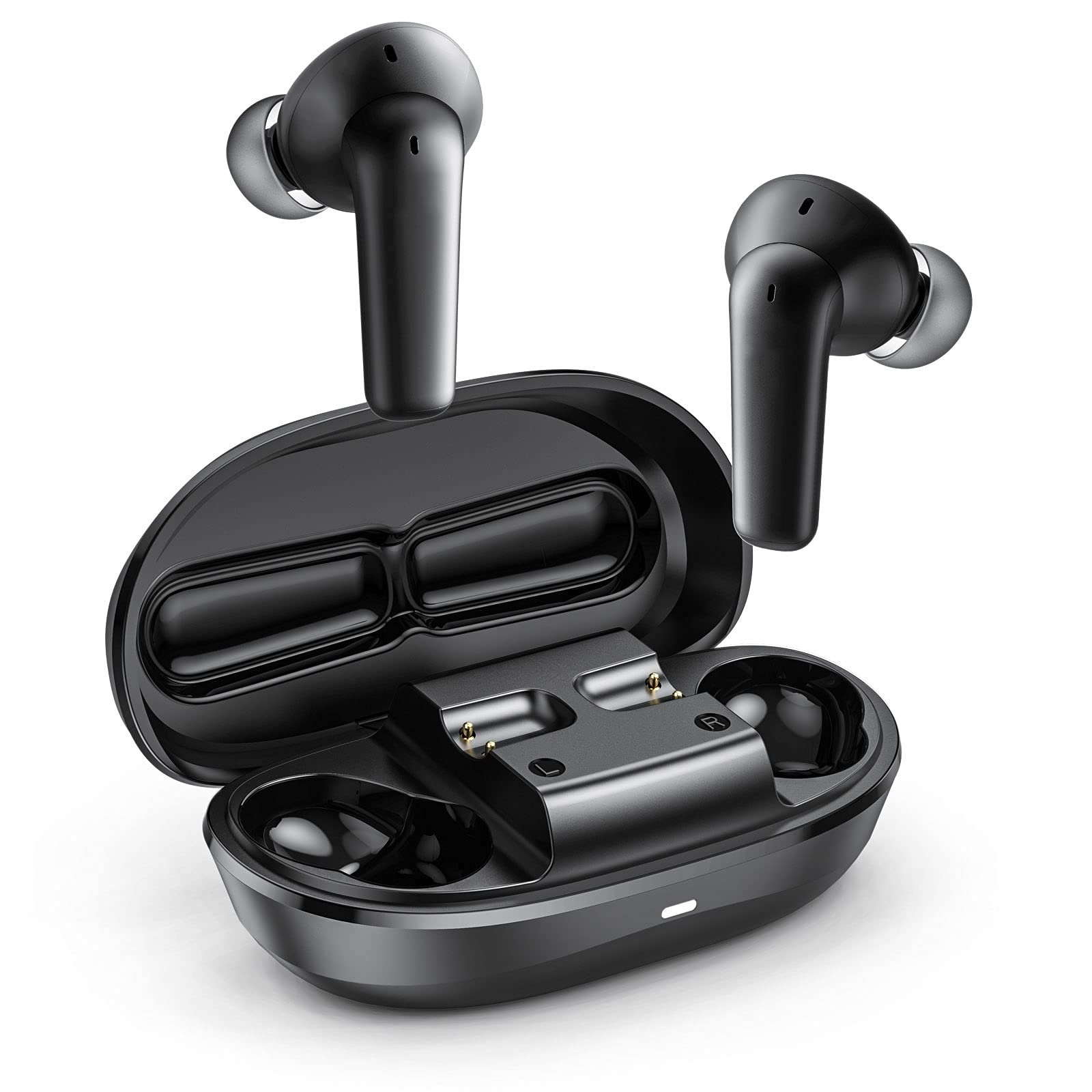 NyPots A8 ANC Wireless Earbuds with Active Noise Cancelling, Bluetooth 5.0, 32H Playtime, IPX8 Waterproof, Wireless Charging & Transparent Mode - Perfect for Workouts, Commuting and Travel