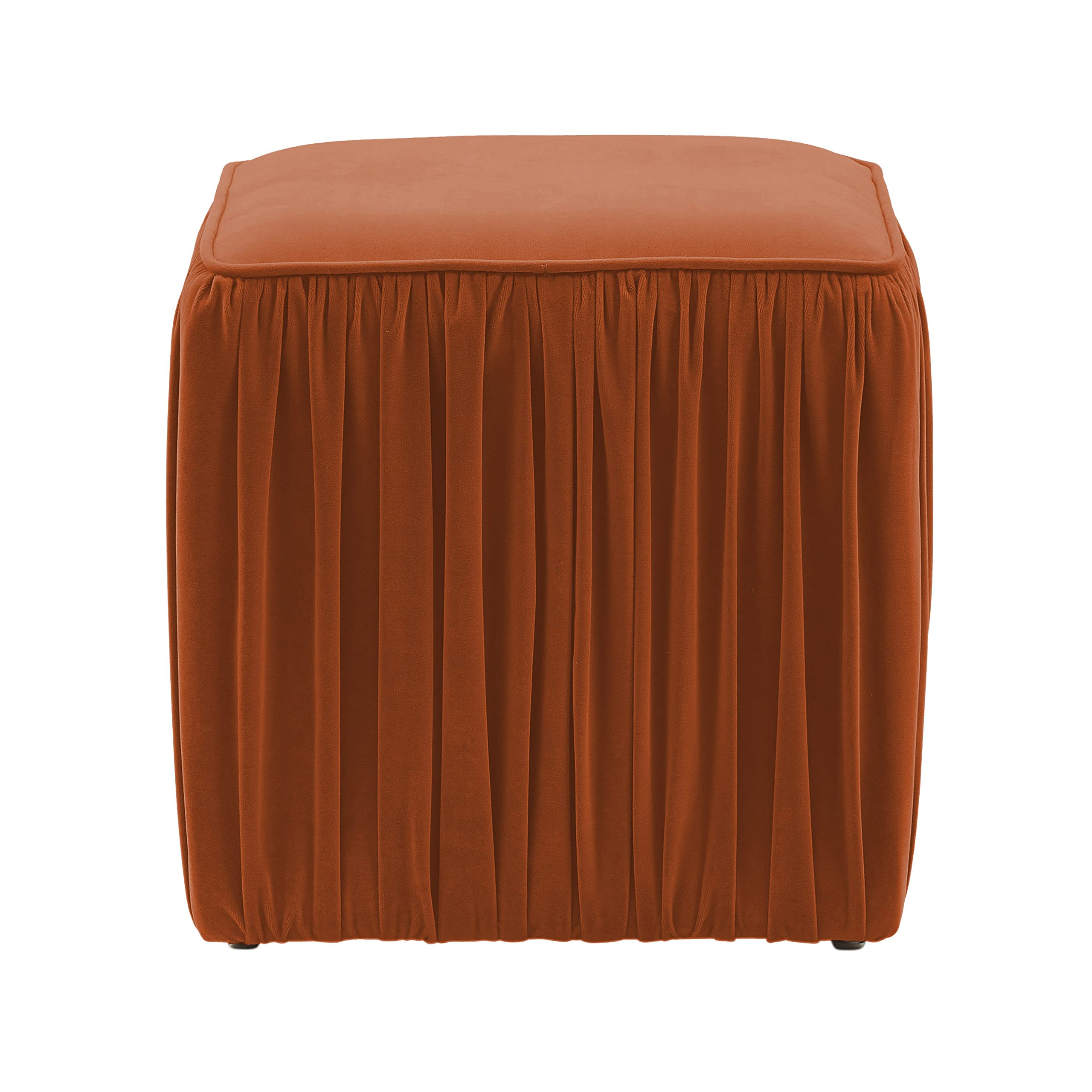 Tov Furniture Morgan Cognac Pleated Ottoman - Stylish Footrest & Storage Bench for Living Room, Bedroom & Home Decor (Cognac Brown) - Perfect for Small Spaces & Extra Seating