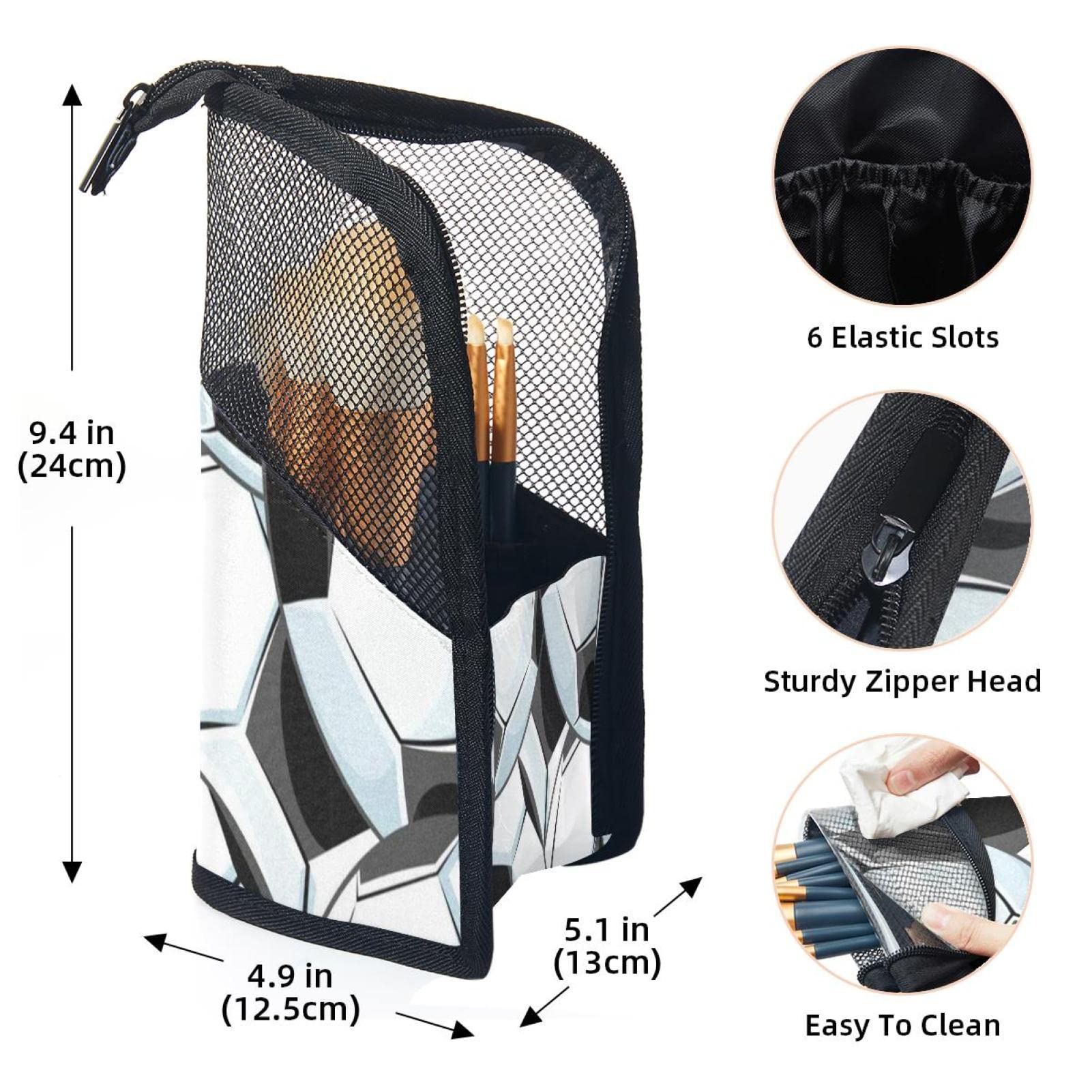 12-Piece Makeup Brush Organizer Bag with Soccer Textured Balls - Portable Cosmetic Brush Holder Case for Travel, Home & Professional Makeup Artists