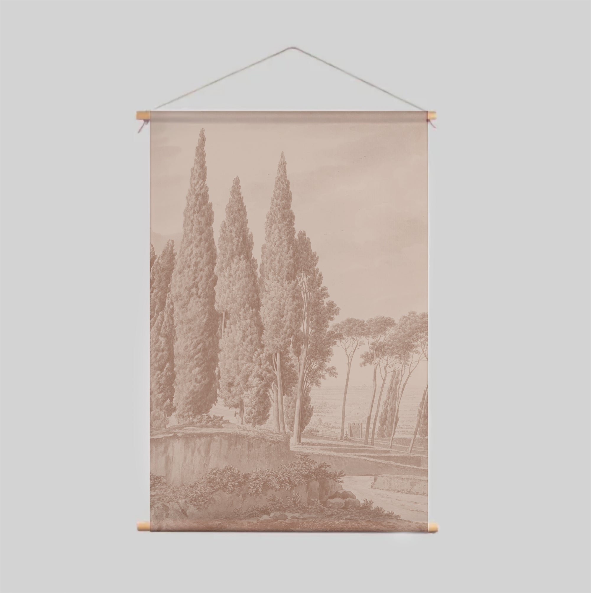 Tuscany Landscape Textile Poster - Vintage Italian Countryside Wall Art for Home & Office Decor