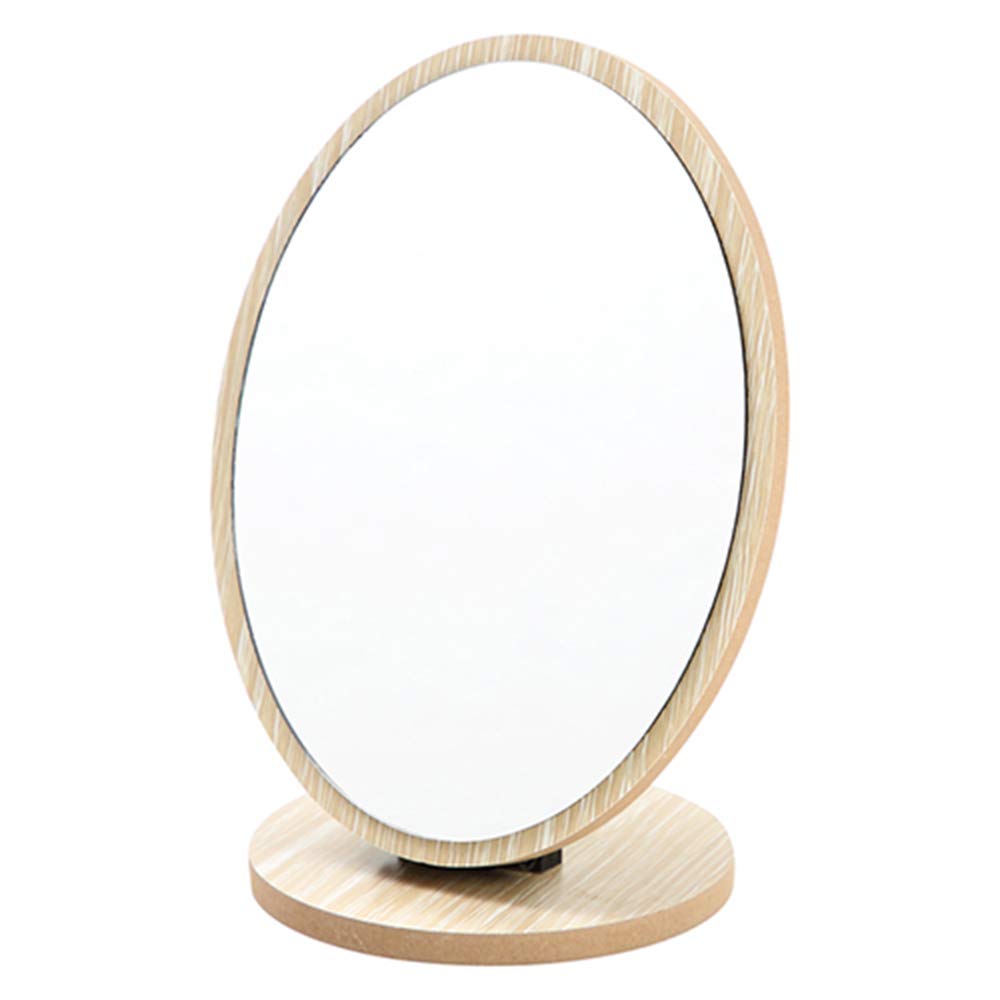 Aestivate Oval Compact Table Mirror - Wood Framed Standing Desktop Mirror with 90 Degree Rotation for Makeup & Cosmetics | Perfect for Vanity, Dressing Table & Travel Beauty Kit