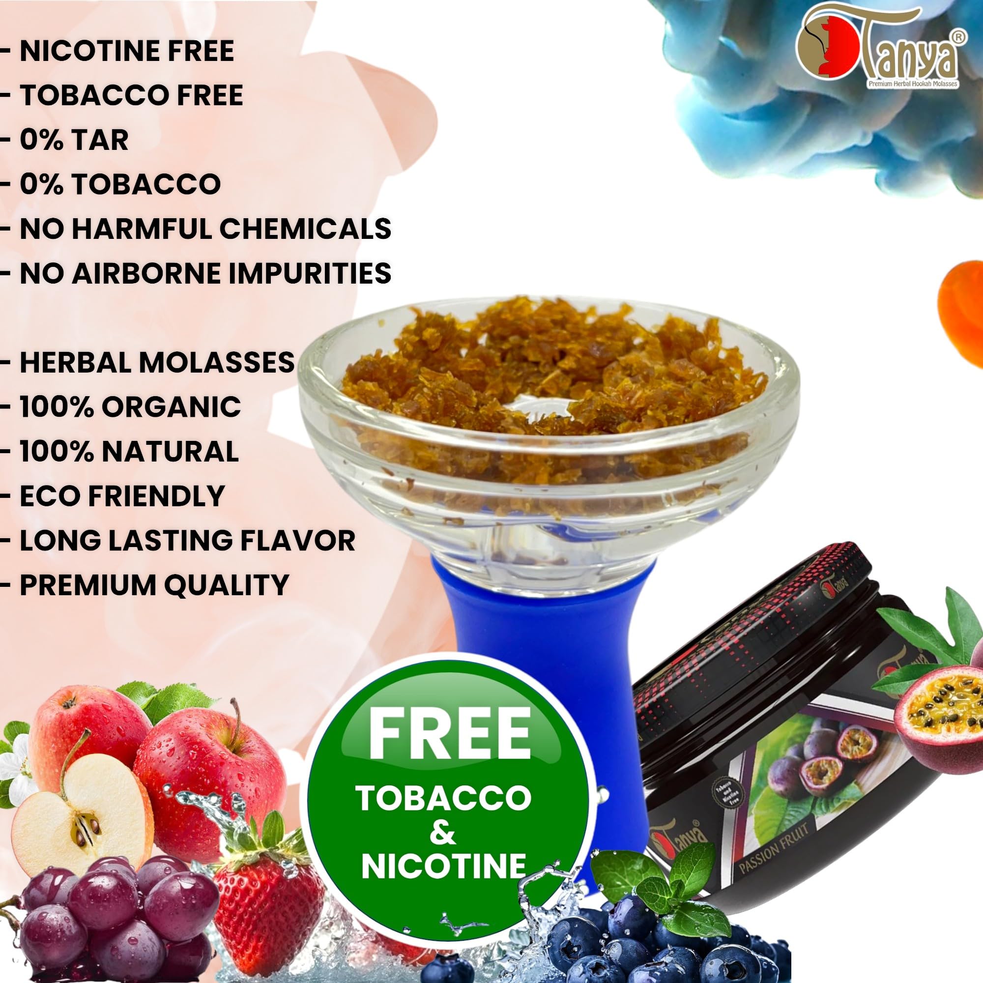 100% Nicotine-Free & Tobacco-Free Organic Shisha Hookah Flavors - 50g Fruit Mix (Pack of 10) | Delicious Natural Fruit Flavors for Relaxing Hookah Sessions at Home or Parties