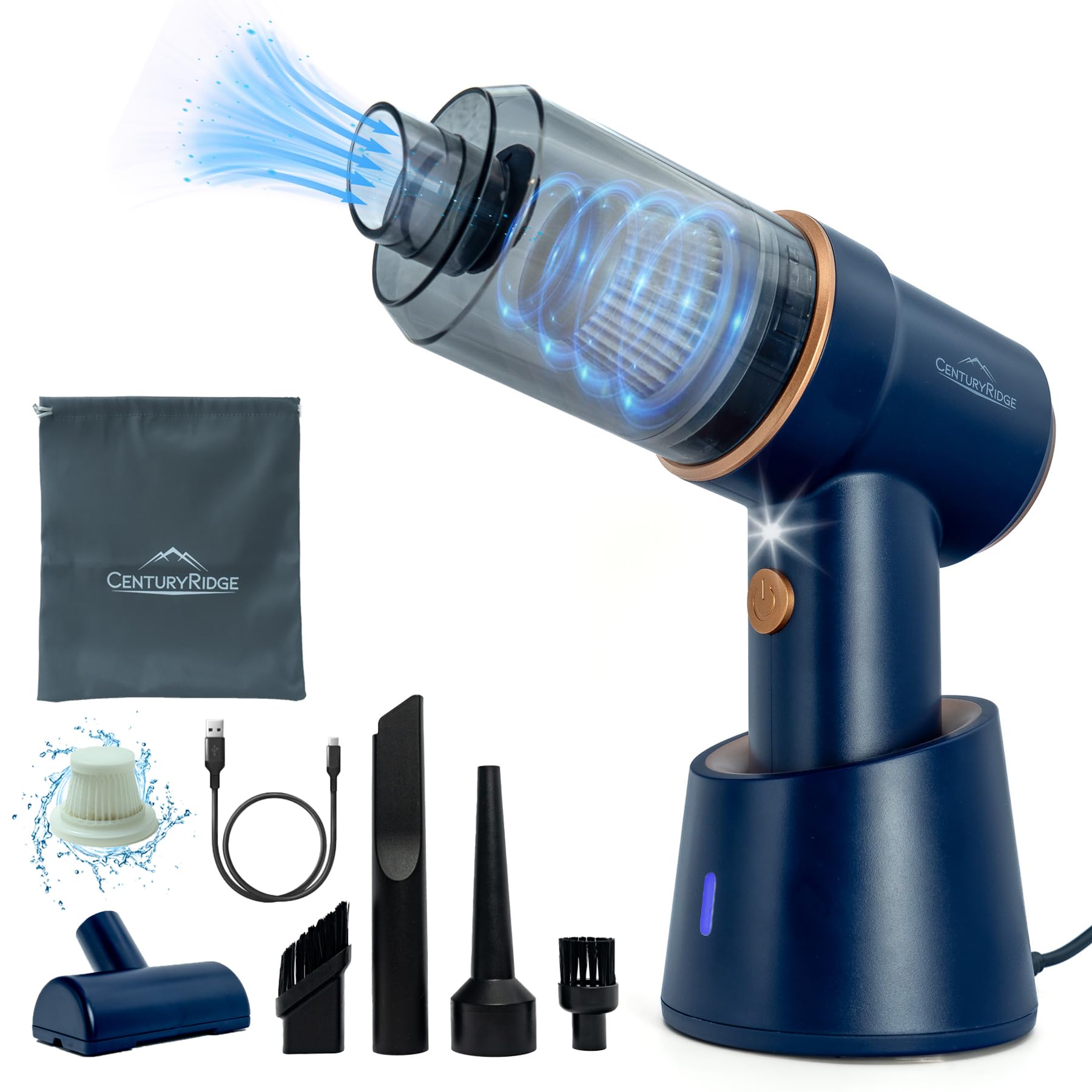 120W Cordless Car Vacuum Cleaner - Portable Handheld Vacuum with Lithium Ion Battery & Charging Stand | 2-in-1 Mini Vacuum & Air Duster Kit with Attachments & Storage Bag | Perfect for Car Cleaning, Home Use & Pet Hair Removal